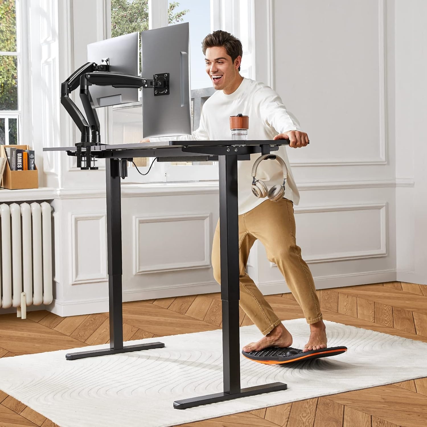 image:imageErGear Anti Fatigue Mat Balance Board Standing Desk Mat Balance Boards Sit Stand Desk Mat Accessory Ergonomic Design NonSlip Bottom Wobble Balance Board Black Large