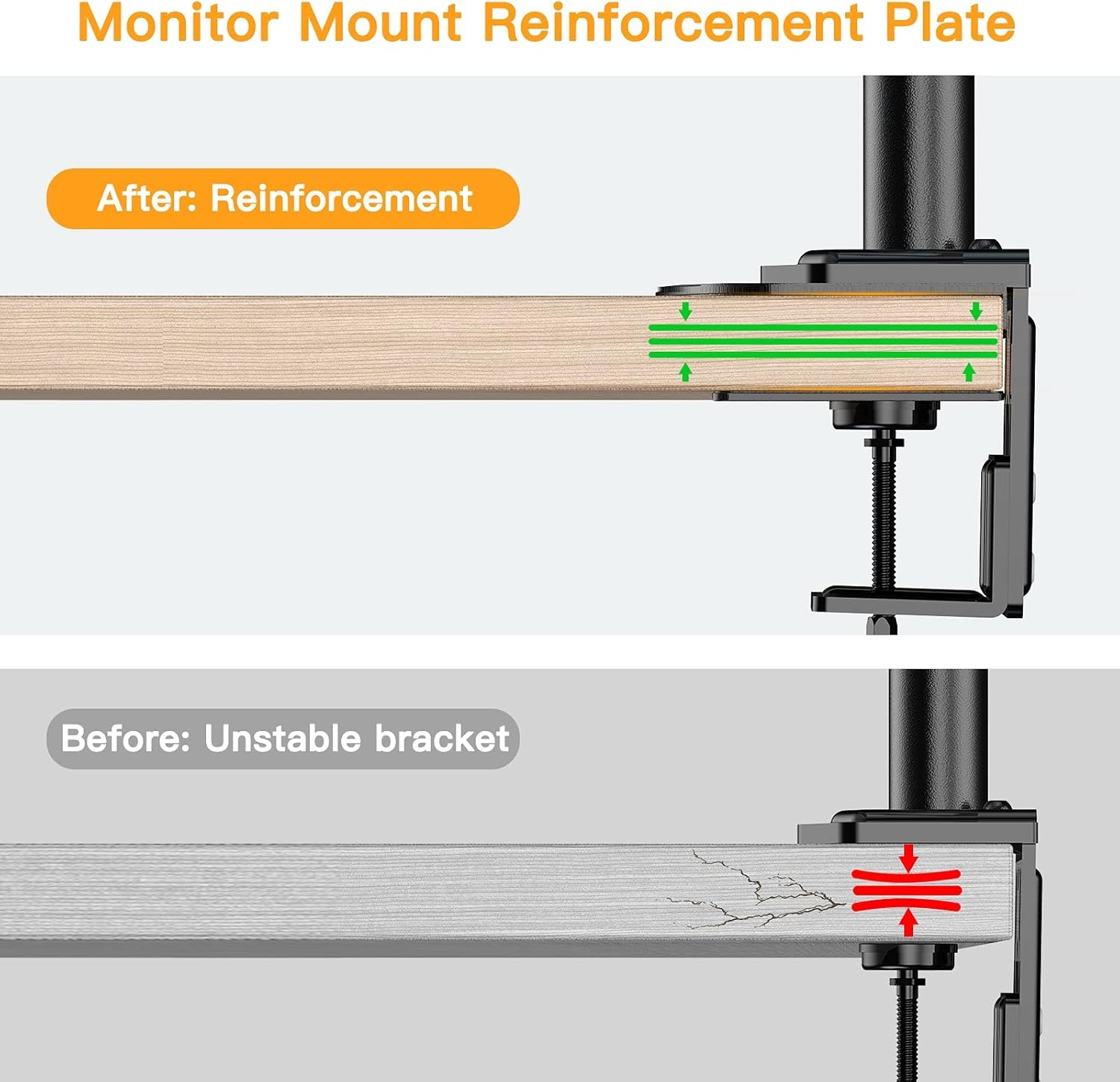 image:imageErGear Monitor Mount Reinforcement Plate Steel Bracket Plate for Thin Glass and Other Fragile Tabletop Fits Most Monitor Stand CClamp Installation