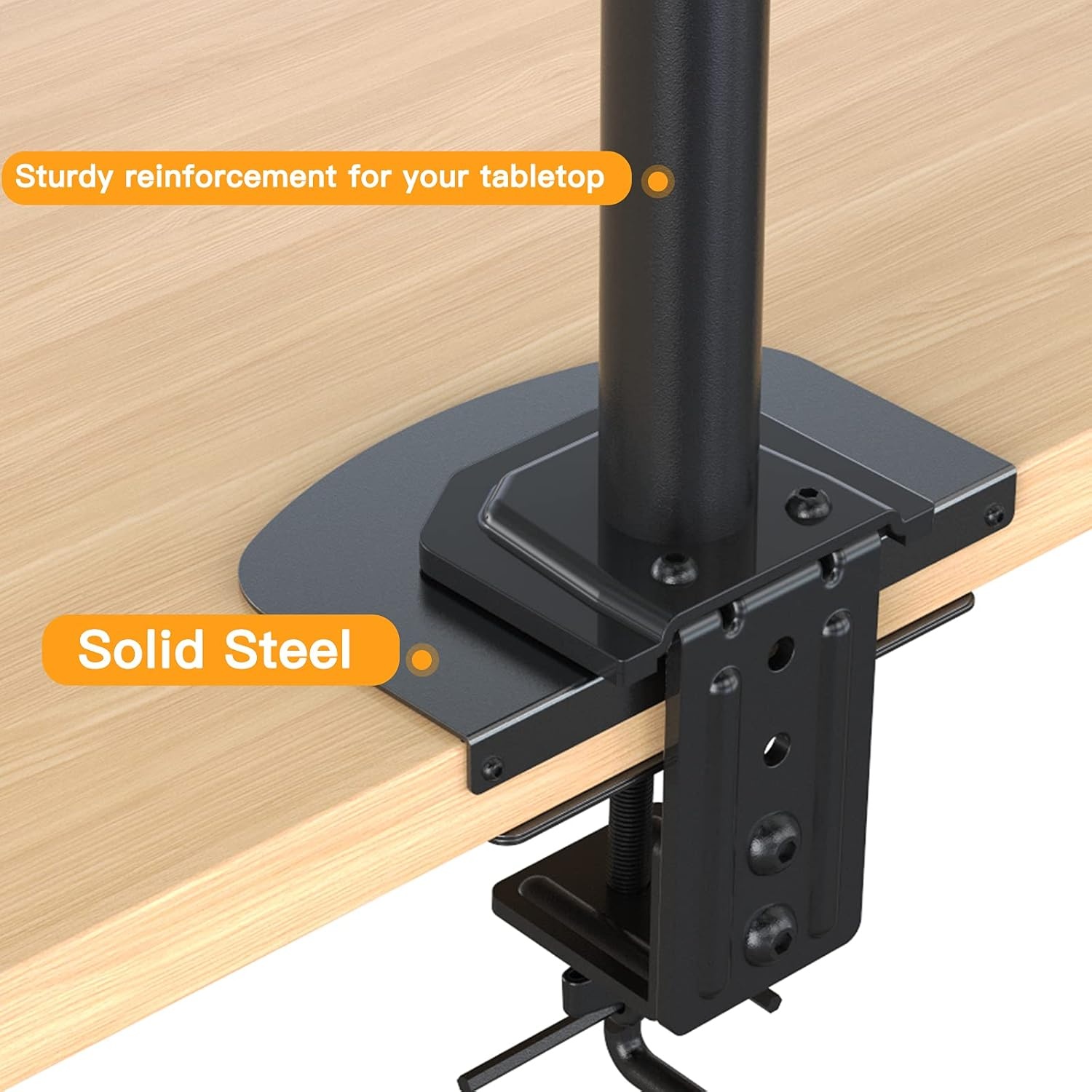 image:imageErGear Monitor Mount Reinforcement Plate Steel Bracket Plate for Thin Glass and Other Fragile Tabletop Fits Most Monitor Stand CClamp Installation