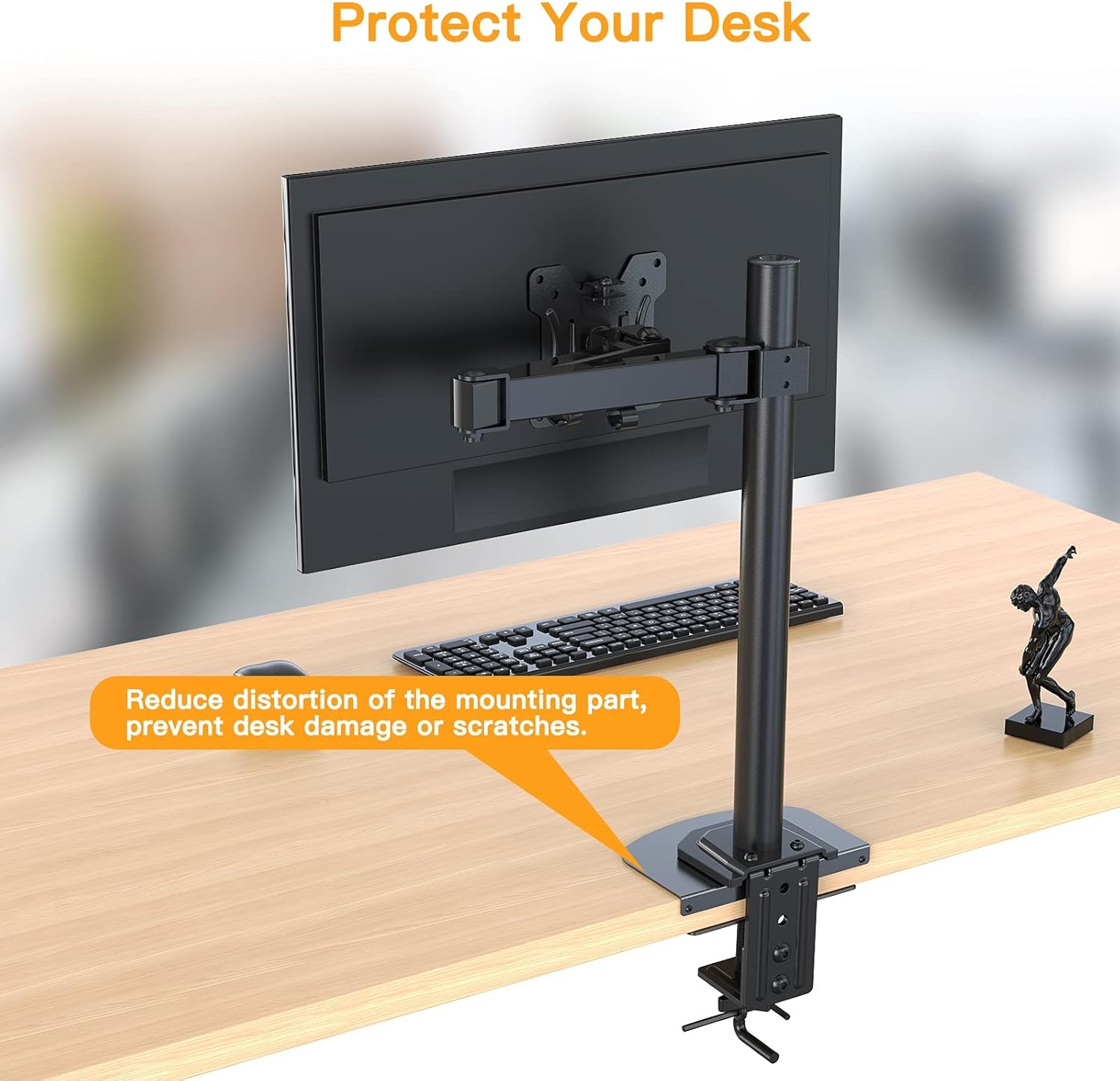 image:imageErGear Monitor Mount Reinforcement Plate Steel Bracket Plate for Thin Glass and Other Fragile Tabletop Fits Most Monitor Stand CClamp Installation