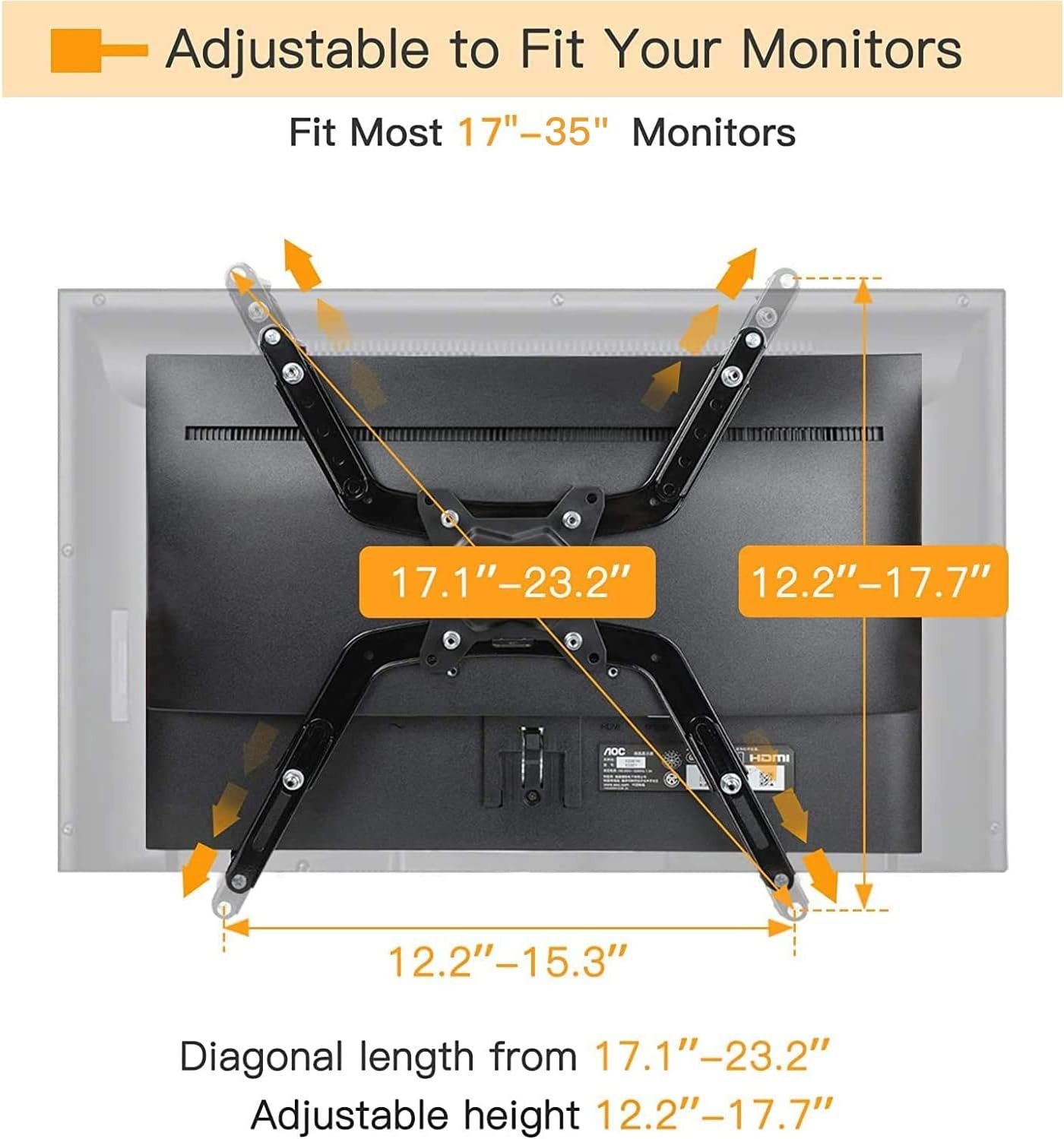 image:imageErGear VESA Mount Adapter Universal NonVESA Monitor Stand Adapter for 17 to 27 Inch Screens VESA Bracket 75x75 mm EGMUA4