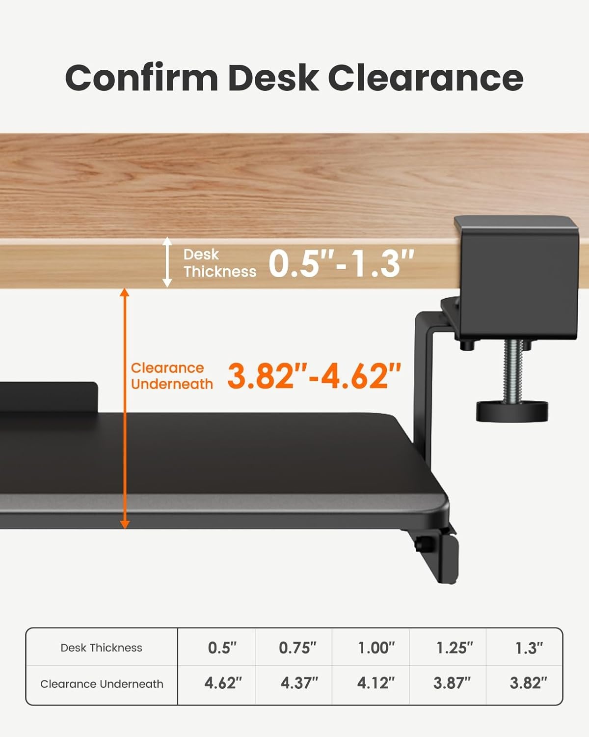 image:imageErgear ErGear Keyboard Tray Under Desk Corner Keyboard Tray with 45 Adjustable C Clamp for L Shaped Desk Computer Keyboard amp Mouse Tray Smooth Slide Out for Typing 2638 W x 1161 D Black