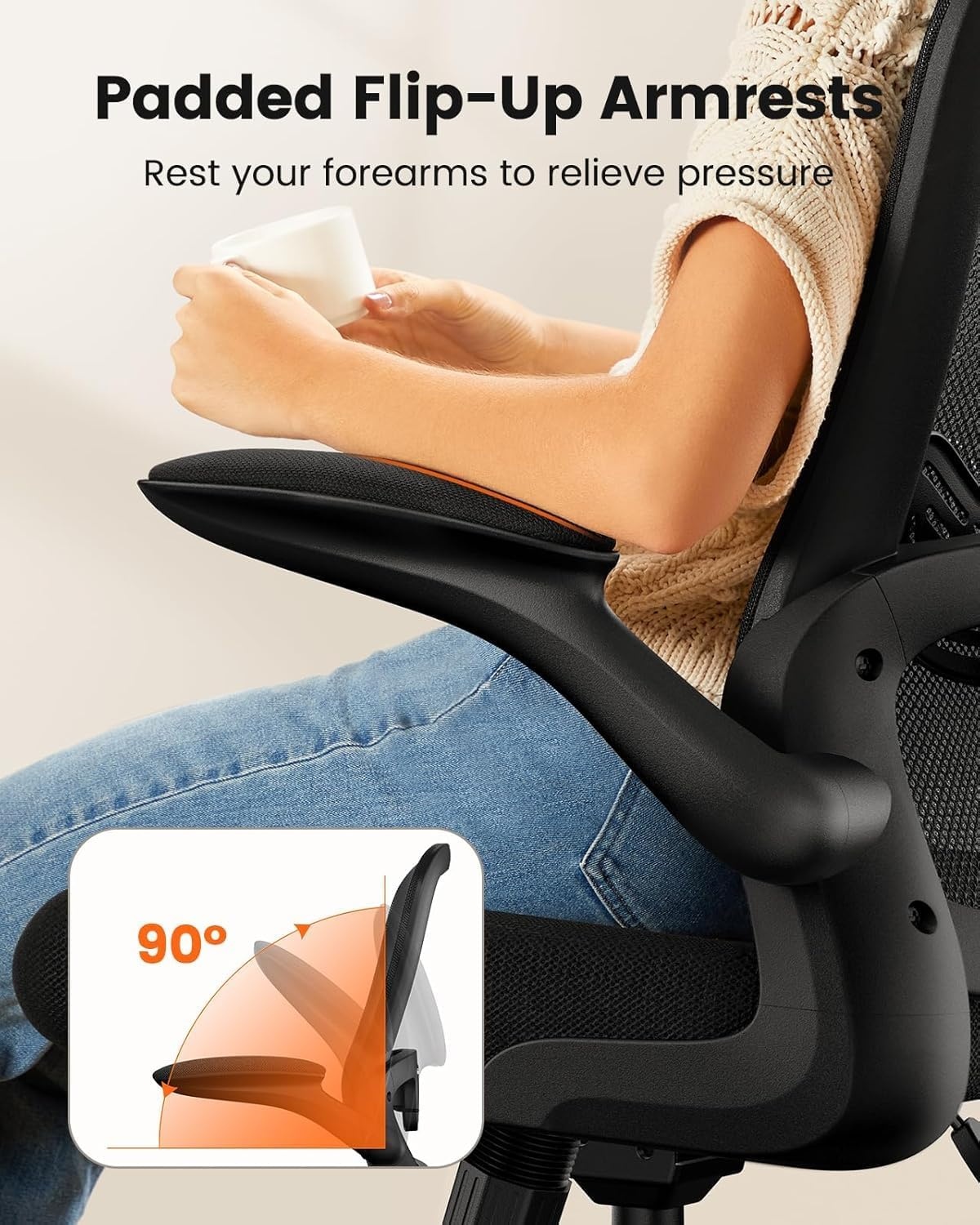 image:imageErGear Drafting Chair Standing Desk Chair with FlipUp Armrests High Desk Chair Adjustable Height Ergonomic Tall Office Chair with Lumbar Support and Adjustable Footrest RingBlack