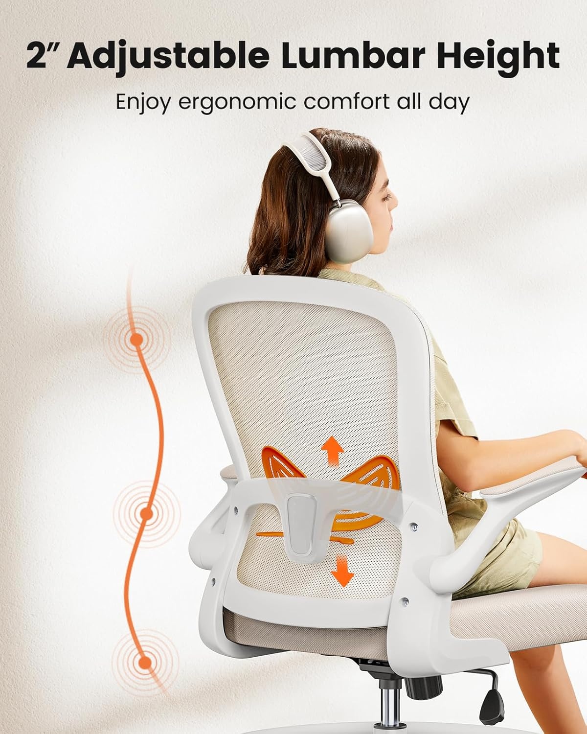 image:imageErGear Drafting Chair Standing Desk Chair with FlipUp Armrests High Desk Chair Adjustable Height Ergonomic Tall Office Chair with Lumbar Support and Adjustable Footrest RingKhaki
