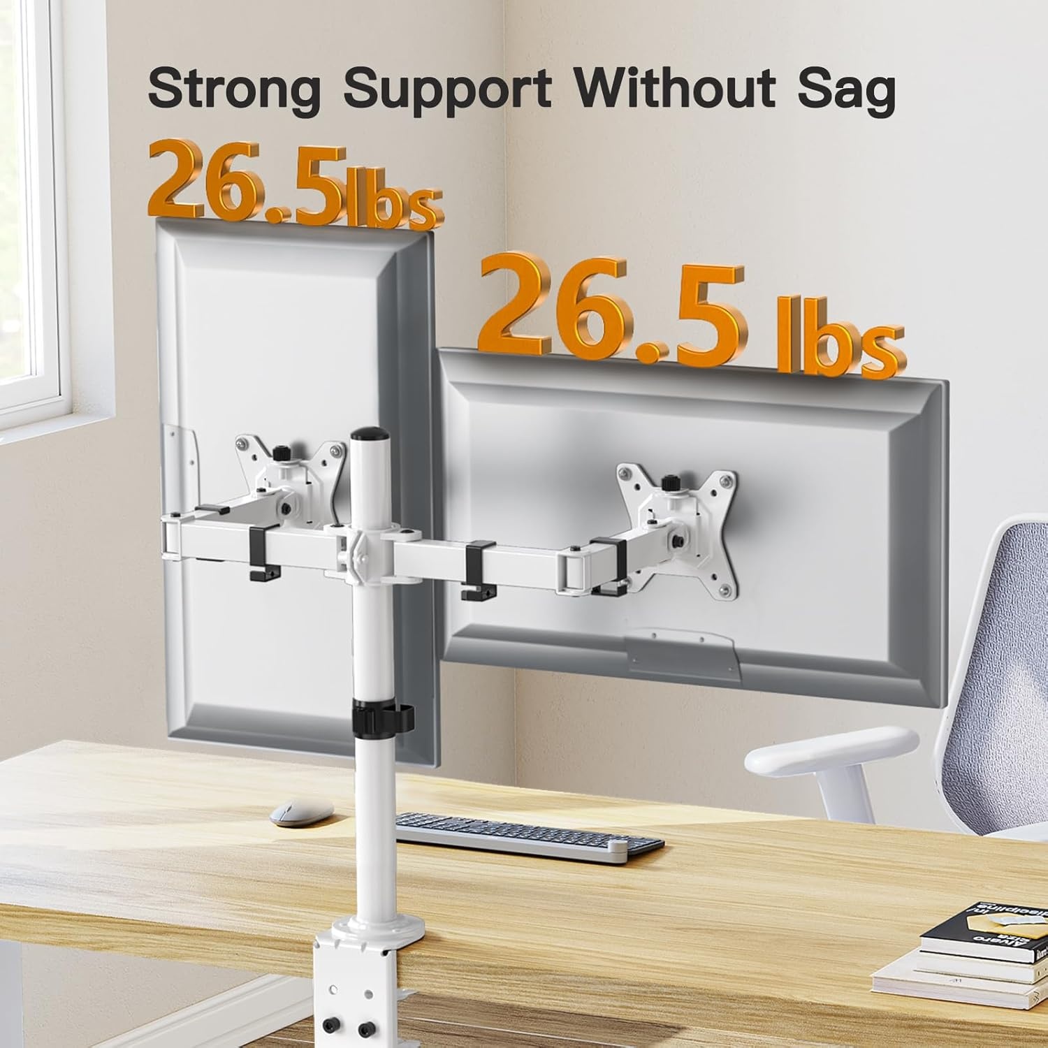 image:imageErGear Dual Monitor Desk Mount for 1334 Monitors up to 265 lbs Fully Adjustable Monitor Stand Holds 2 Computer Screens HeavyDuty Dual Monitor Arm with CClamp amp Grommet Base Black EGCM13BWhite