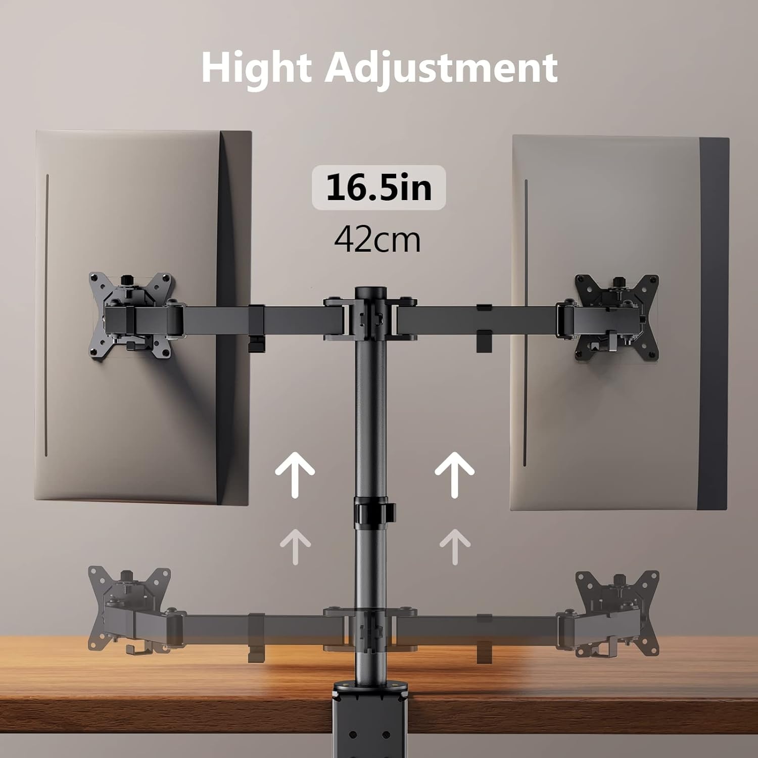image:imageErGear Dual Monitor Desk Mount for 1334 Monitors up to 265 lbs Fully Adjustable Monitor Stand Holds 2 Computer Screens HeavyDuty Dual Monitor Arm with CClamp amp Grommet Base Black EGCM13BBlack