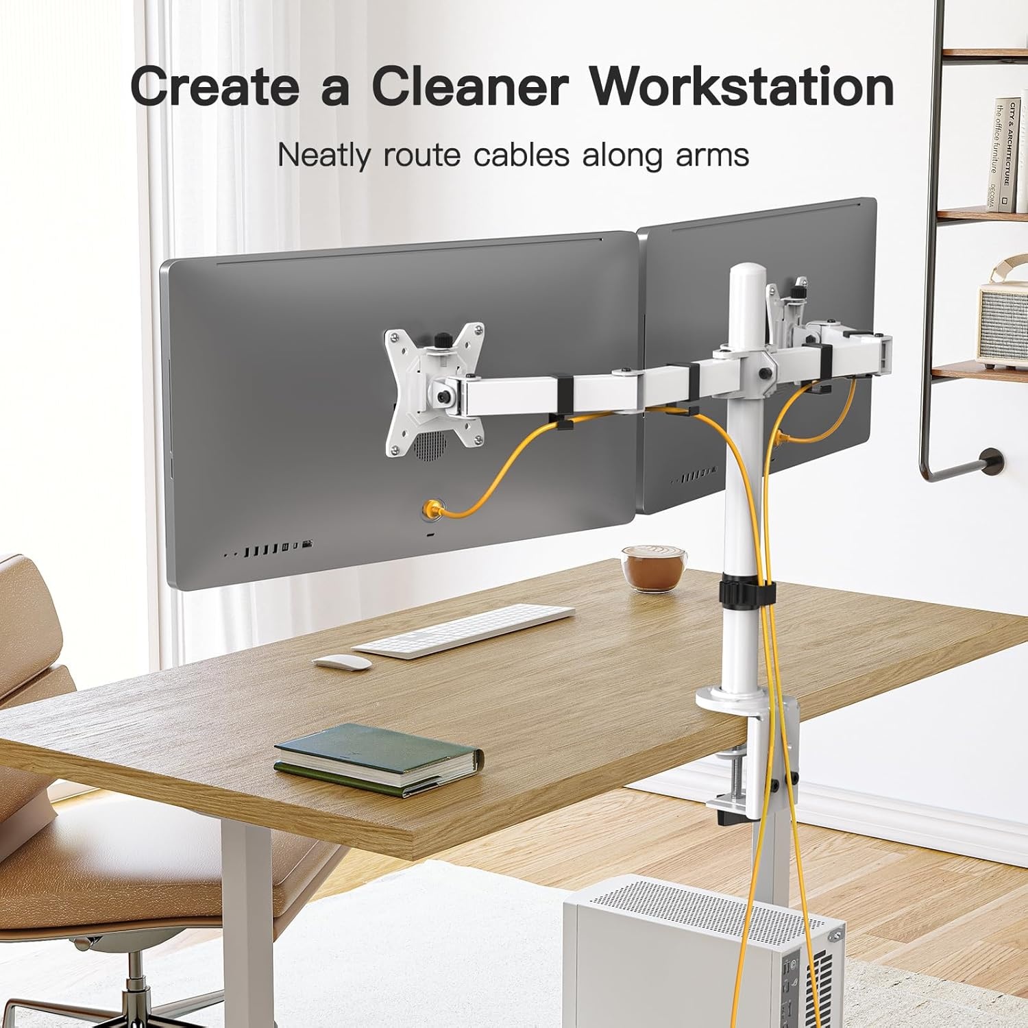 image:imageErGear Dual Monitor Desk Mount for 1334 Monitors up to 265 lbs Fully Adjustable Monitor Stand Holds 2 Computer Screens HeavyDuty Dual Monitor Arm with CClamp amp Grommet Base Black EGCM13BWhite