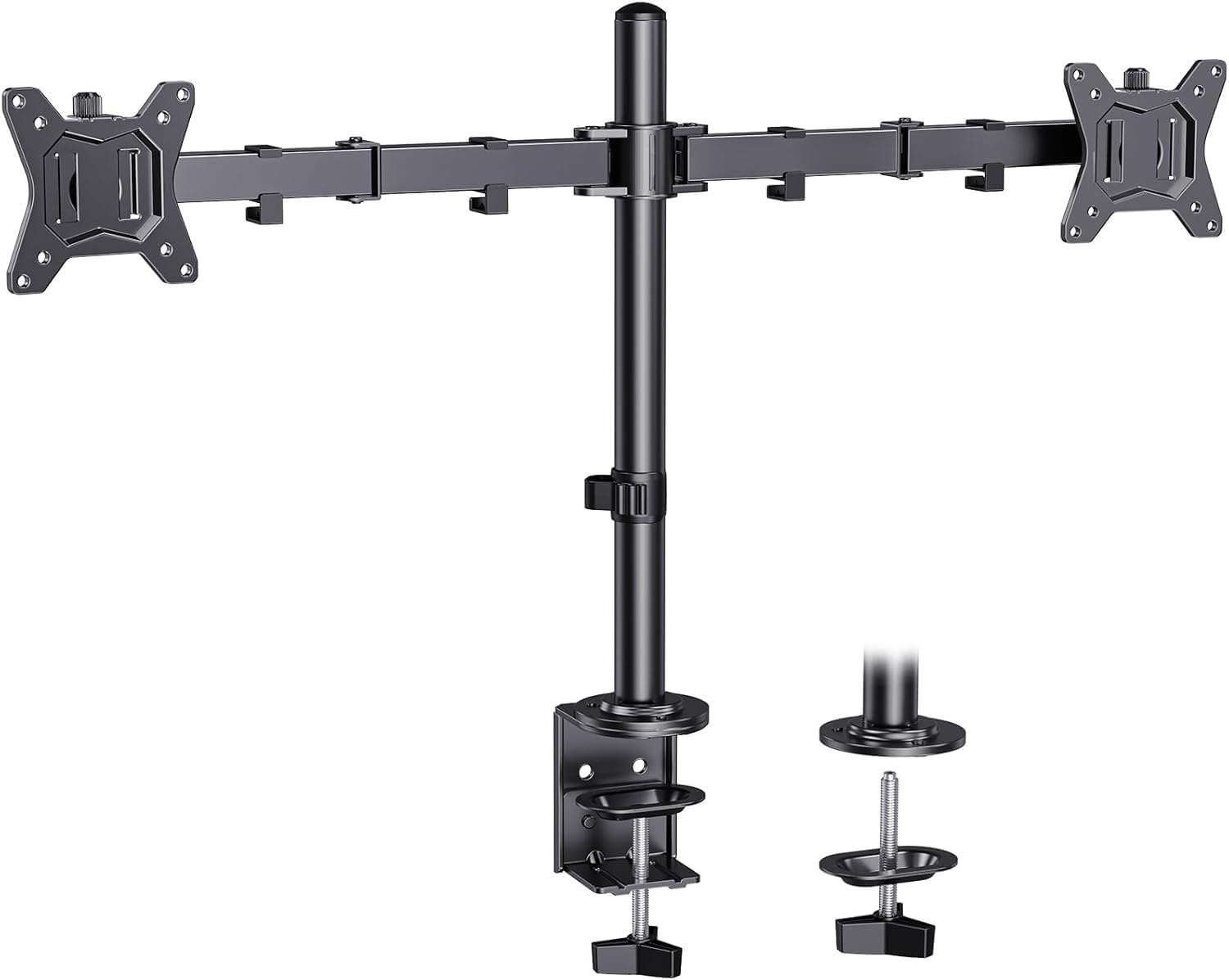 image:imageErGear Dual Monitor Desk Mount for 1334 Monitors up to 265 lbs Fully Adjustable Monitor Stand Holds 2 Computer Screens HeavyDuty Dual Monitor Arm with CClamp amp Grommet Base Black EGCM13BBlack