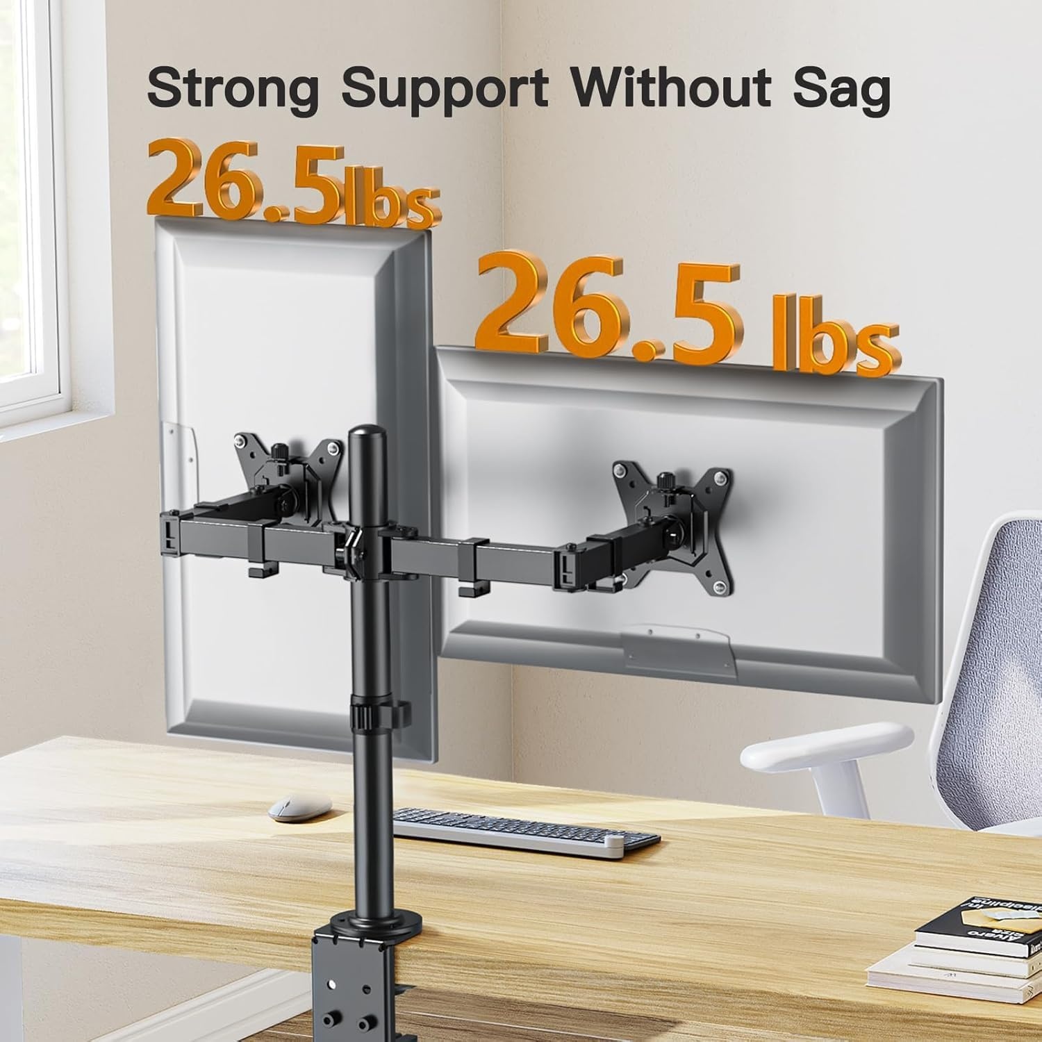 image:imageErGear Dual Monitor Desk Mount for 1334 Monitors up to 265 lbs Fully Adjustable Monitor Stand Holds 2 Computer Screens HeavyDuty Dual Monitor Arm with CClamp amp Grommet Base Black EGCM13BBlack
