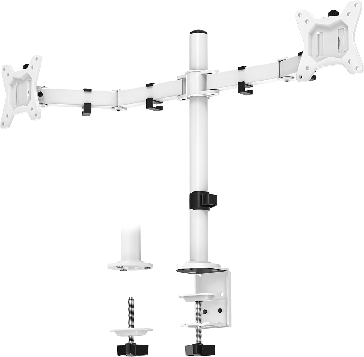 image:imageErGear Dual Monitor Desk Mount for 1334 Monitors up to 265 lbs Fully Adjustable Monitor Stand Holds 2 Computer Screens HeavyDuty Dual Monitor Arm with CClamp amp Grommet Base Black EGCM13BWhite