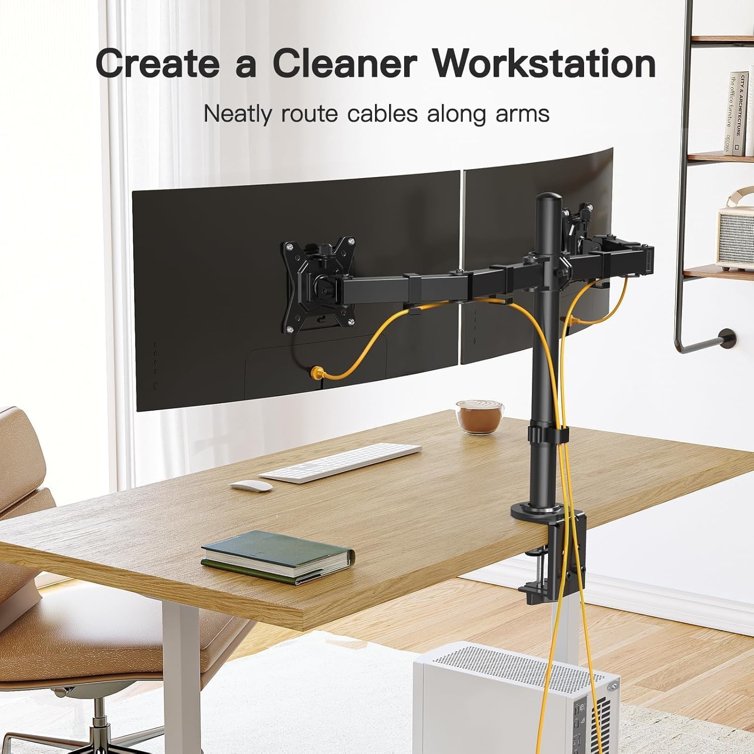 image:imageErGear Dual Monitor Desk Mount for 1334 Monitors up to 265 lbs Fully Adjustable Monitor Stand Holds 2 Computer Screens HeavyDuty Dual Monitor Arm with CClamp amp Grommet Base Black EGCM13BBlack