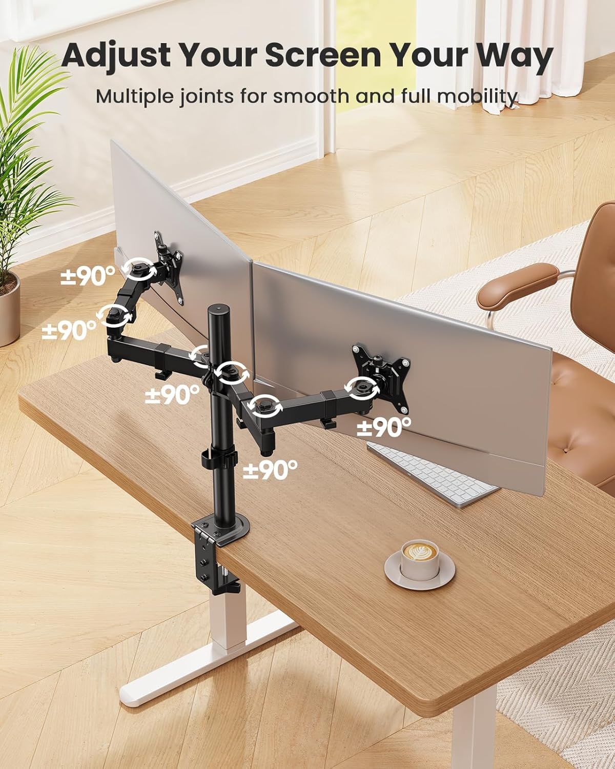 image:imageErGear Dual Monitor Stand HeavyDuty Monitor Mount for 1732 Monitors Flexible Arms with Easy DualMonitor Alignment Sturdy Stepped Arm Design for Superior Support Supports 22 lbs per Arm
