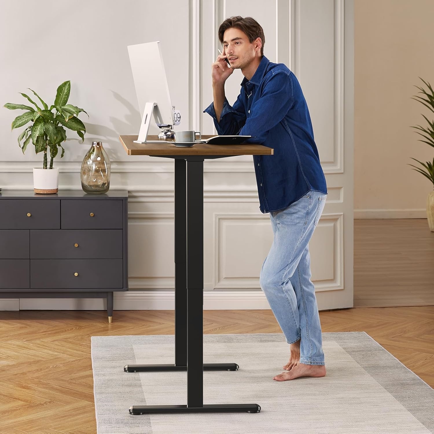 image:imageErGear Dual Motor Standing Desk Frame Electric Adjustable Legs Compatible Desktop Size 4490 264 lbs Weight Capacity 4 Memory Height Settings Stand up Desks Base Black Frame OnlyBlack