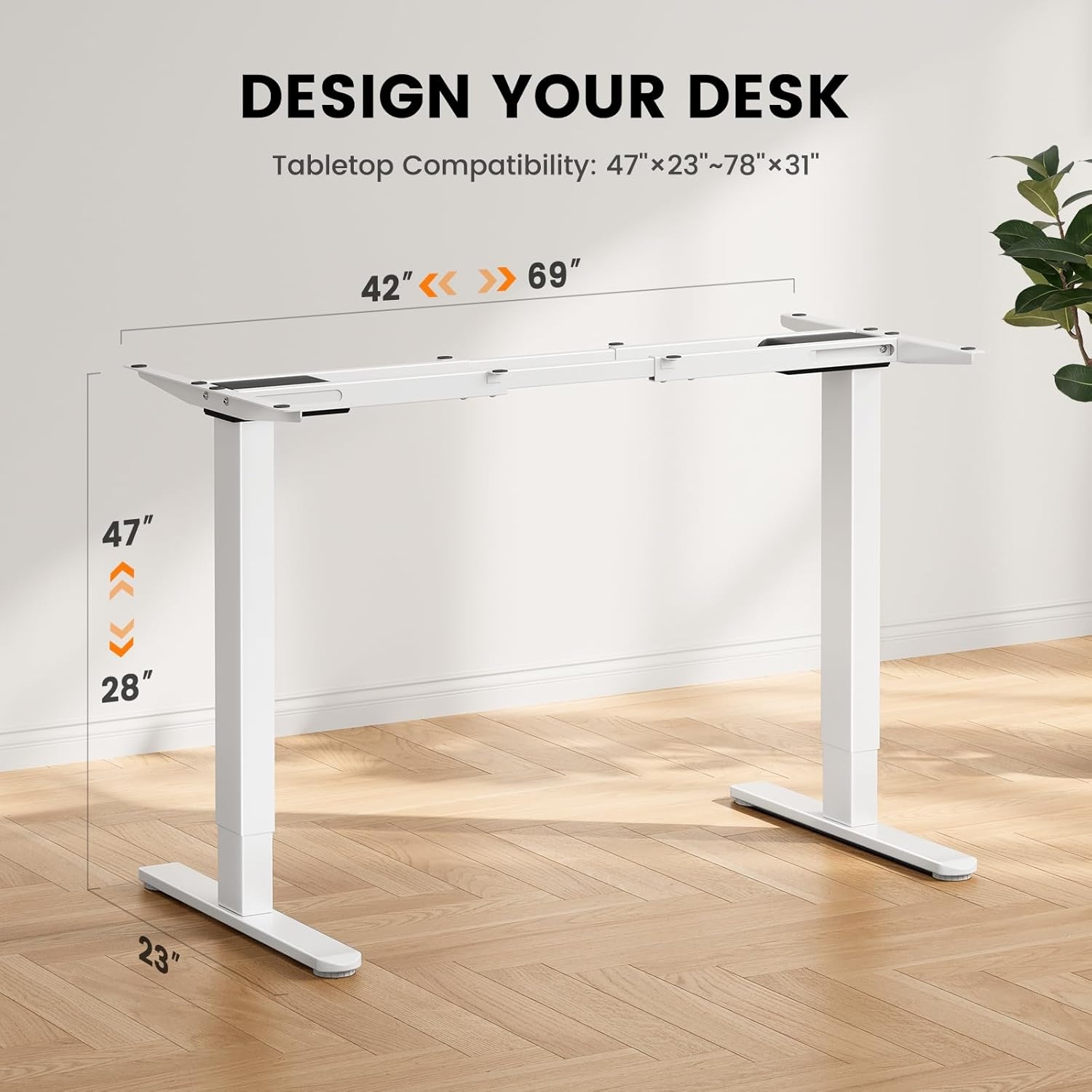image:imageErGear Dual Motor Standing Desk Frame Electric Adjustable Legs Compatible Desktop Size 4490 264 lbs Weight Capacity 4 Memory Height Settings Stand up Desks Base Black Frame OnlyWhite
