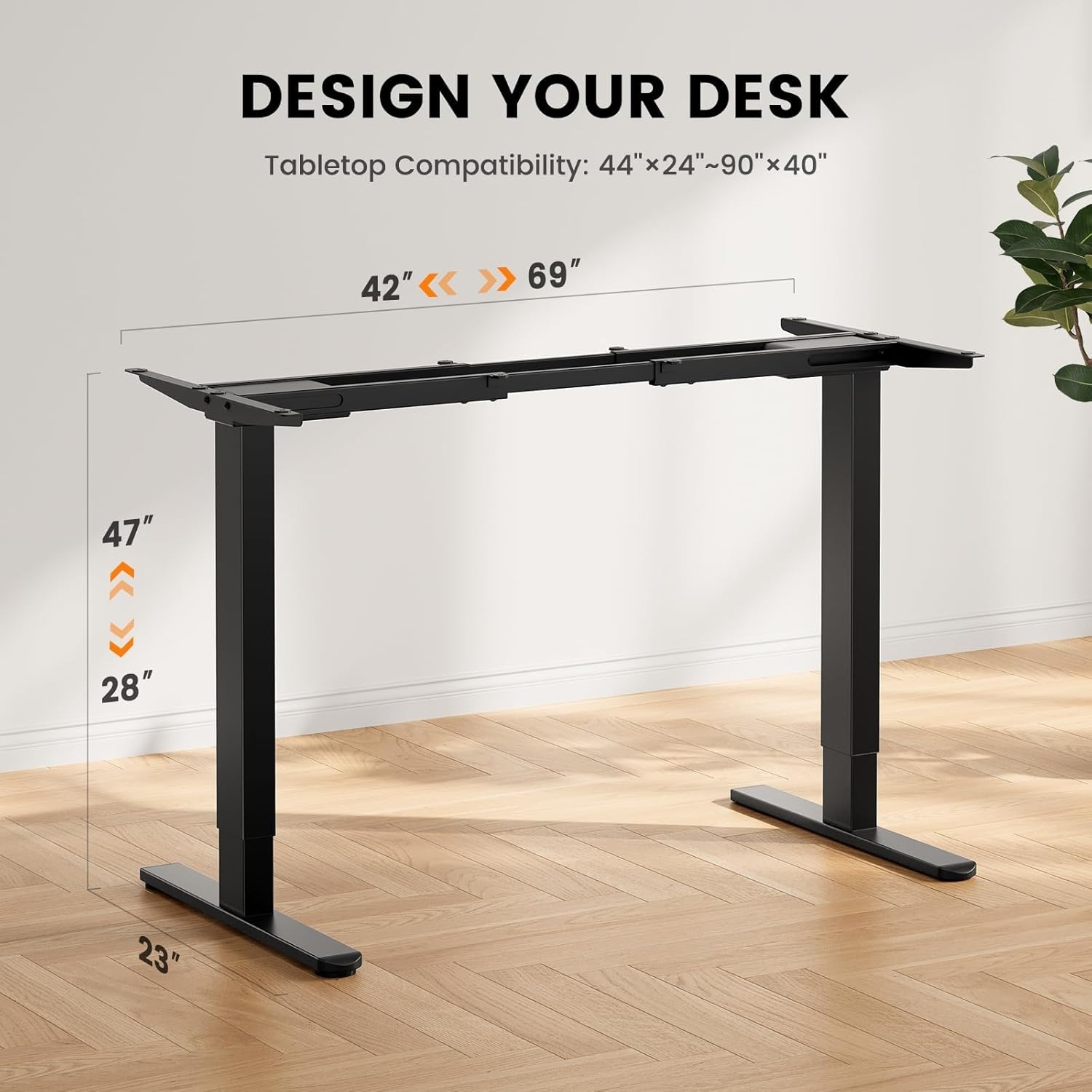 image:imageErGear Dual Motor Standing Desk Frame Electric Adjustable Legs Compatible Desktop Size 4490 264 lbs Weight Capacity 4 Memory Height Settings Stand up Desks Base Black Frame OnlyBlack