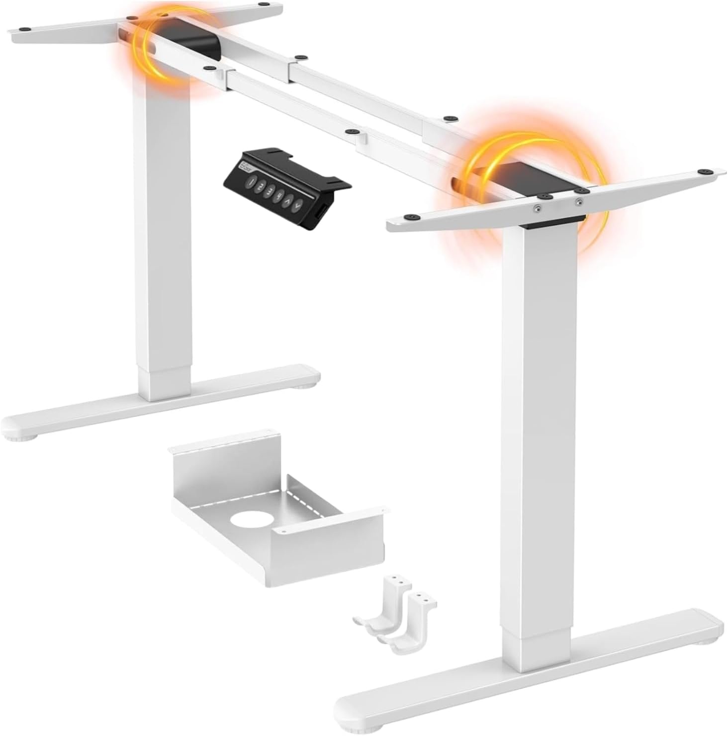 image:imageErGear Dual Motor Standing Desk Frame Electric Adjustable Legs Compatible Desktop Size 4490 264 lbs Weight Capacity 4 Memory Height Settings Stand up Desks Base Black Frame OnlyWhite