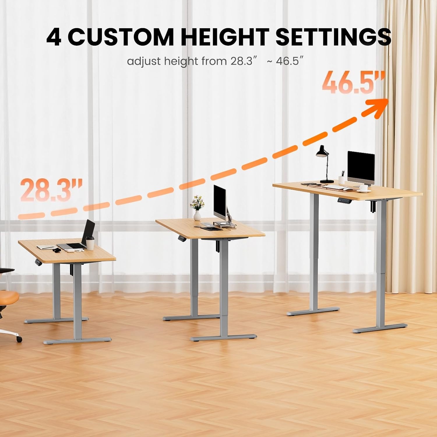 image:imageErGear Electric Standing Desk Legs 4 Memory Height Settings Height Adjustable Desk Frame Sit Stand Table Legs Up to 472 Ergonomic Stand up Converter Base Workstation Black Frame OnlyGrey