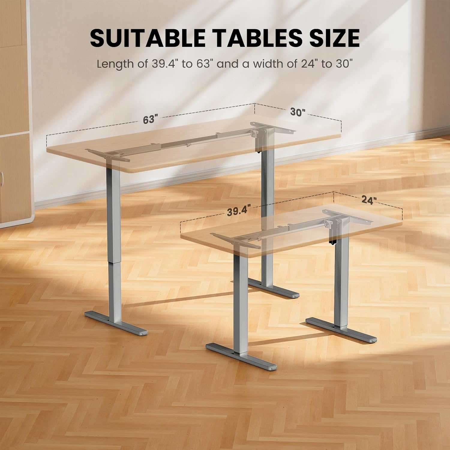 image:imageErGear Electric Standing Desk Legs 4 Memory Height Settings Height Adjustable Desk Frame Sit Stand Table Legs Up to 472 Ergonomic Stand up Converter Base Workstation Black Frame OnlyGrey