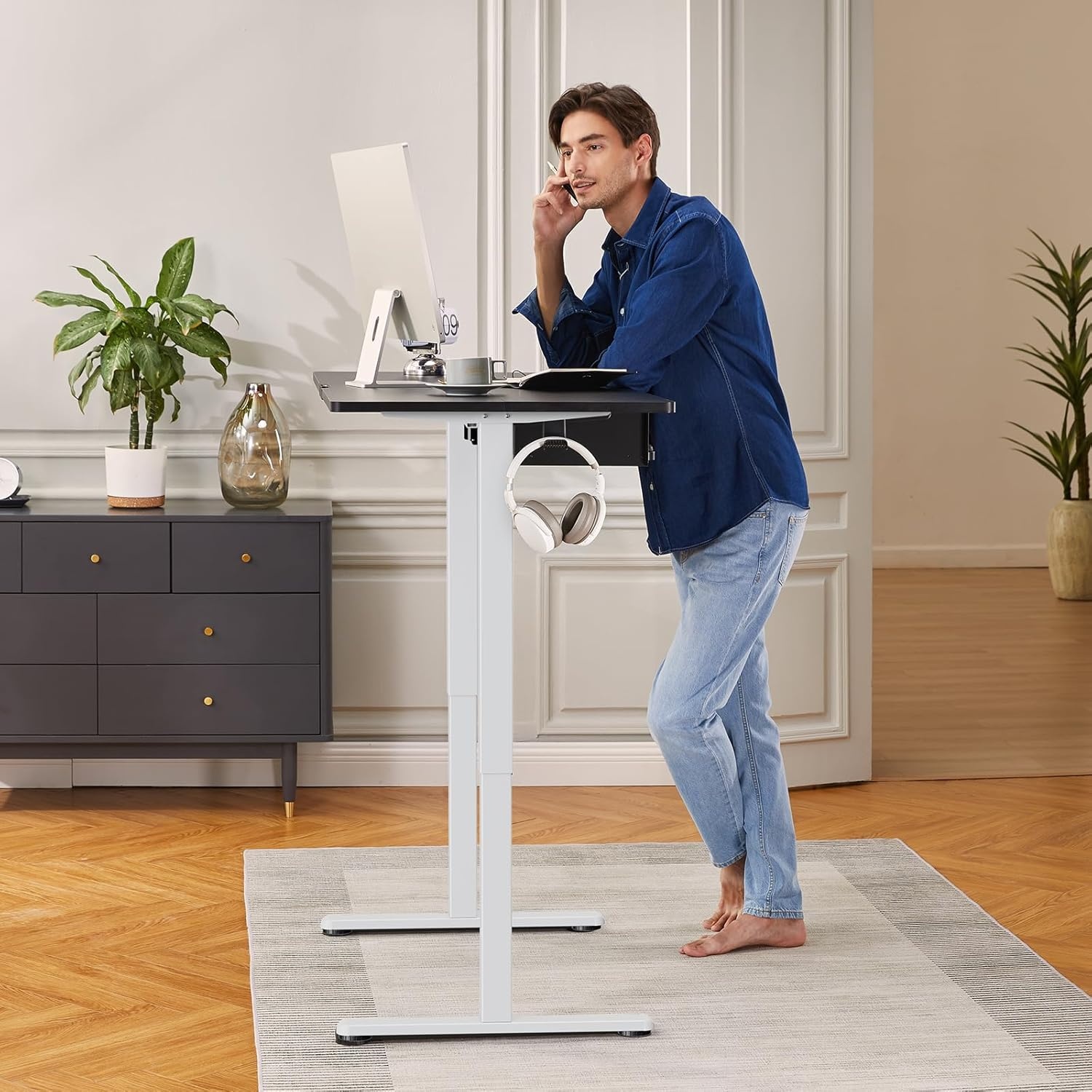 image:imageErGear Electric Standing Desk Legs 4 Memory Height Settings Height Adjustable Desk Frame Sit Stand Table Legs Up to 472 Ergonomic Stand up Converter Base Workstation Black Frame OnlyWhite