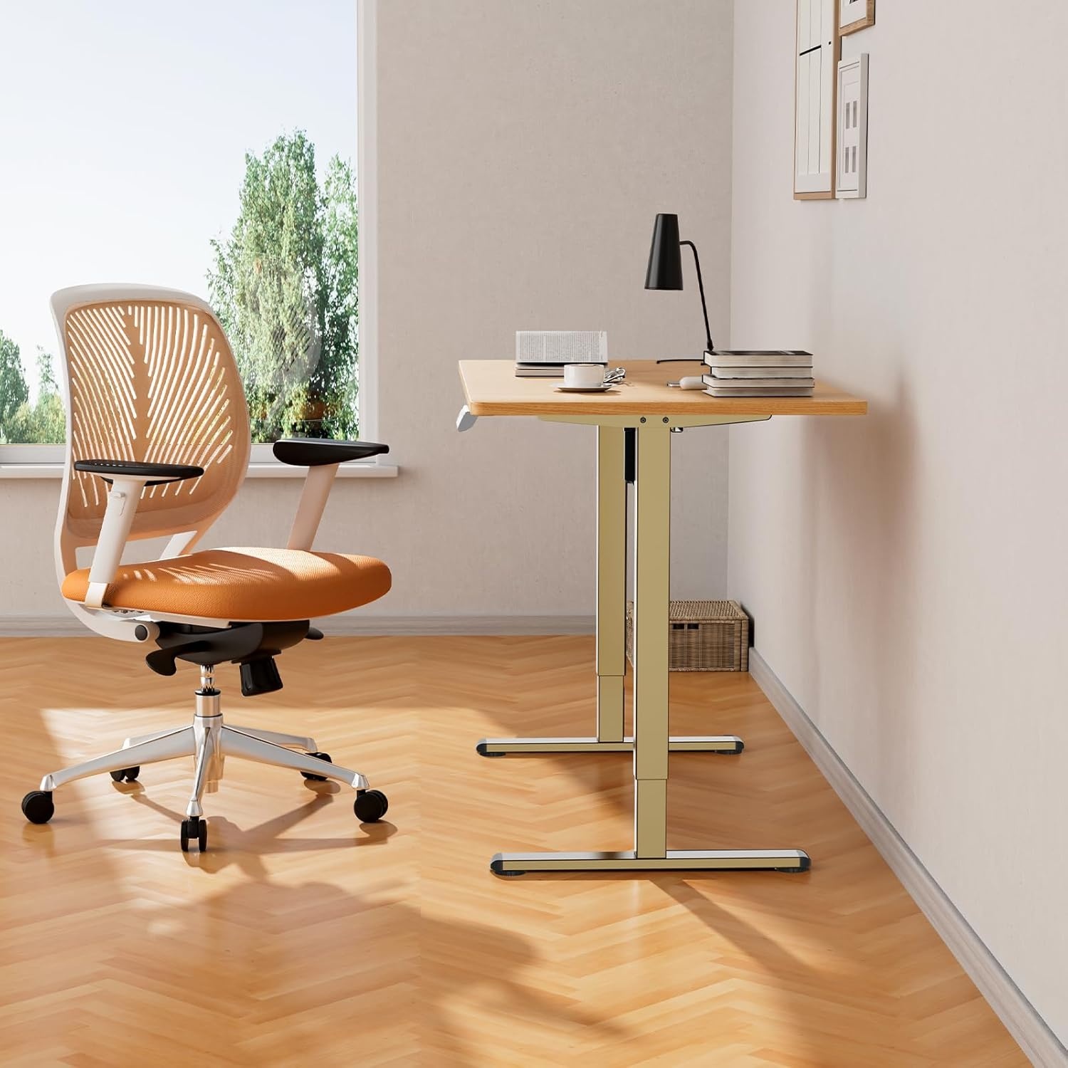 image:imageErGear Electric Standing Desk Legs 4 Memory Height Settings Height Adjustable Desk Frame Sit Stand Table Legs Up to 472 Ergonomic Stand up Converter Base Workstation Black Frame OnlyGlod
