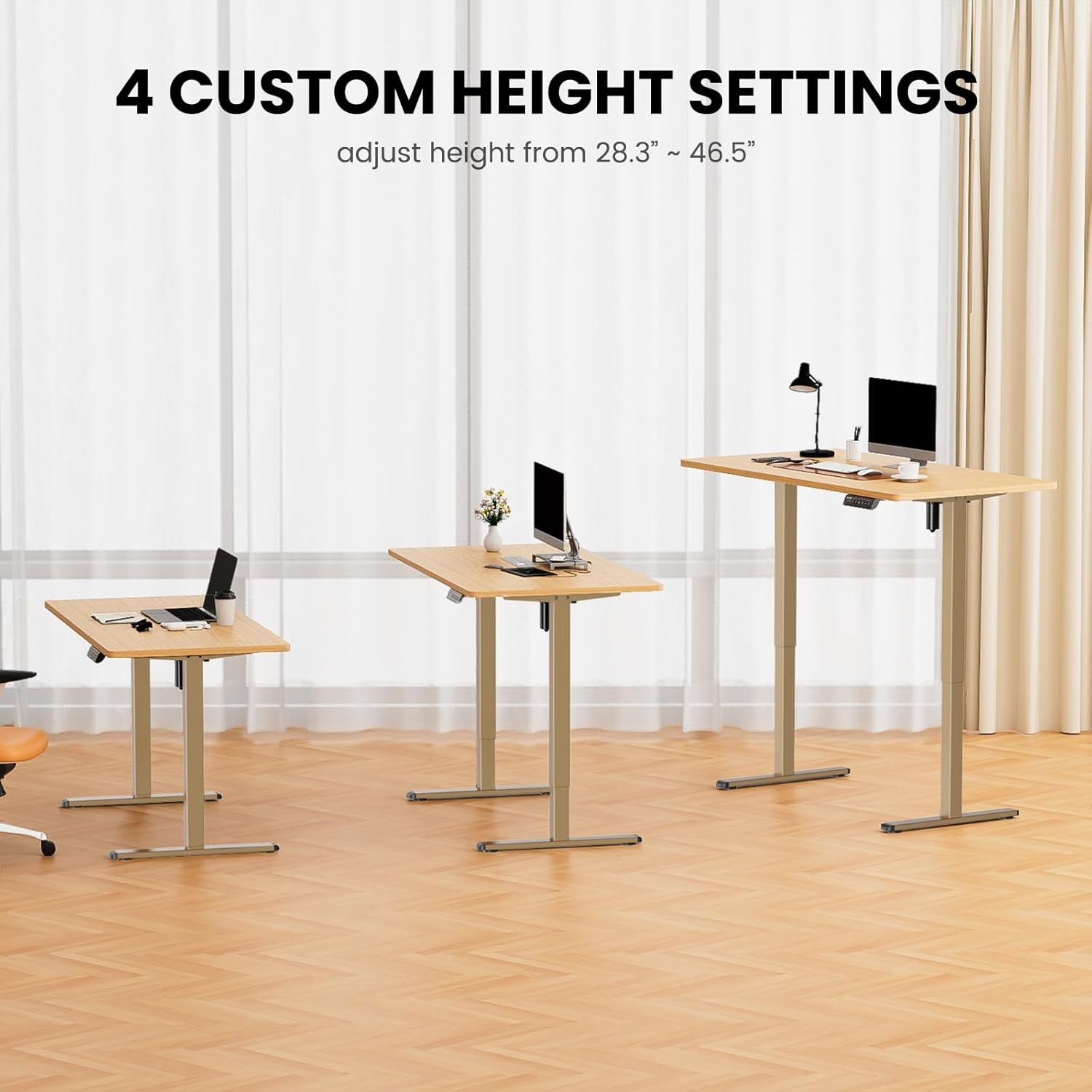 image:imageErGear Electric Standing Desk Legs 4 Memory Height Settings Height Adjustable Desk Frame Sit Stand Table Legs Up to 472 Ergonomic Stand up Converter Base Workstation Black Frame OnlyGlod