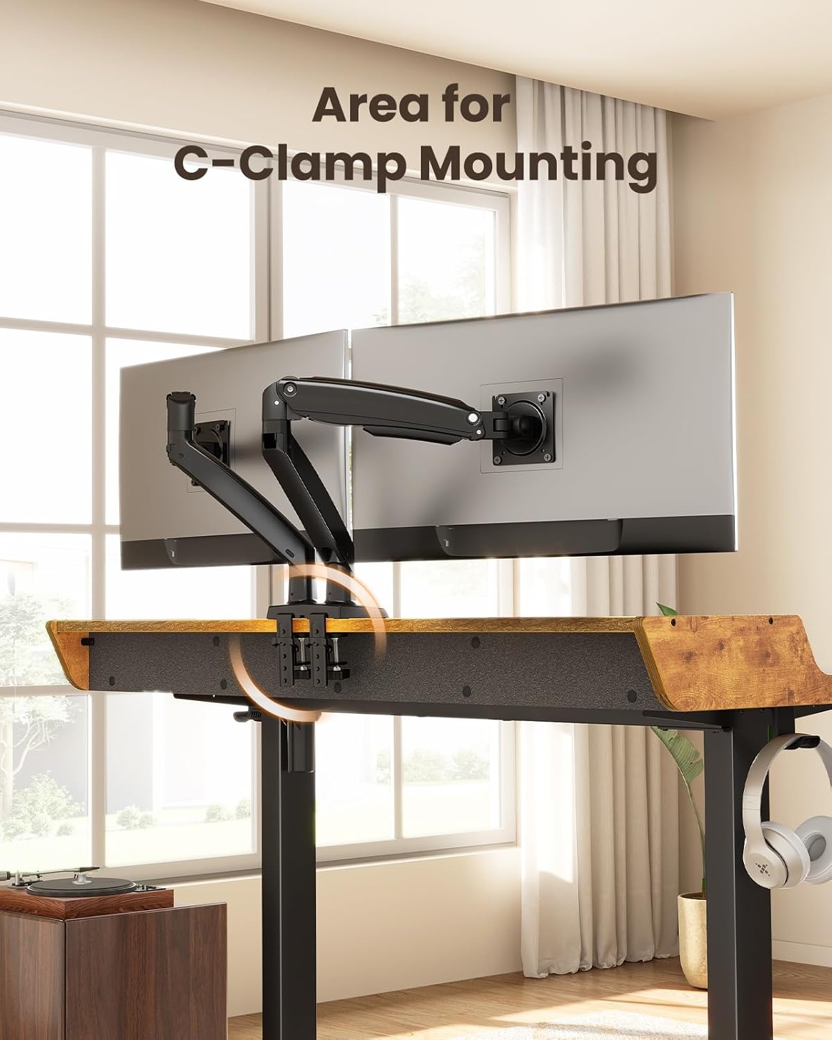 image:imageErGear Electric Standing Desk with Drawers 48 x 24 Gaming Table Compatible Monitor Stand Stand up Desks Home Office HeightAdjustable Desk with Storage Shelf 4 Preset Heights WhiteVintage Brown