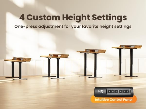 image:imageErGear Electric Standing Desk with Drawers 48 x 24 Gaming Table Compatible Monitor Stand Stand up Desks Home Office HeightAdjustable Desk with Storage Shelf 4 Preset Heights WhiteVintage Brown