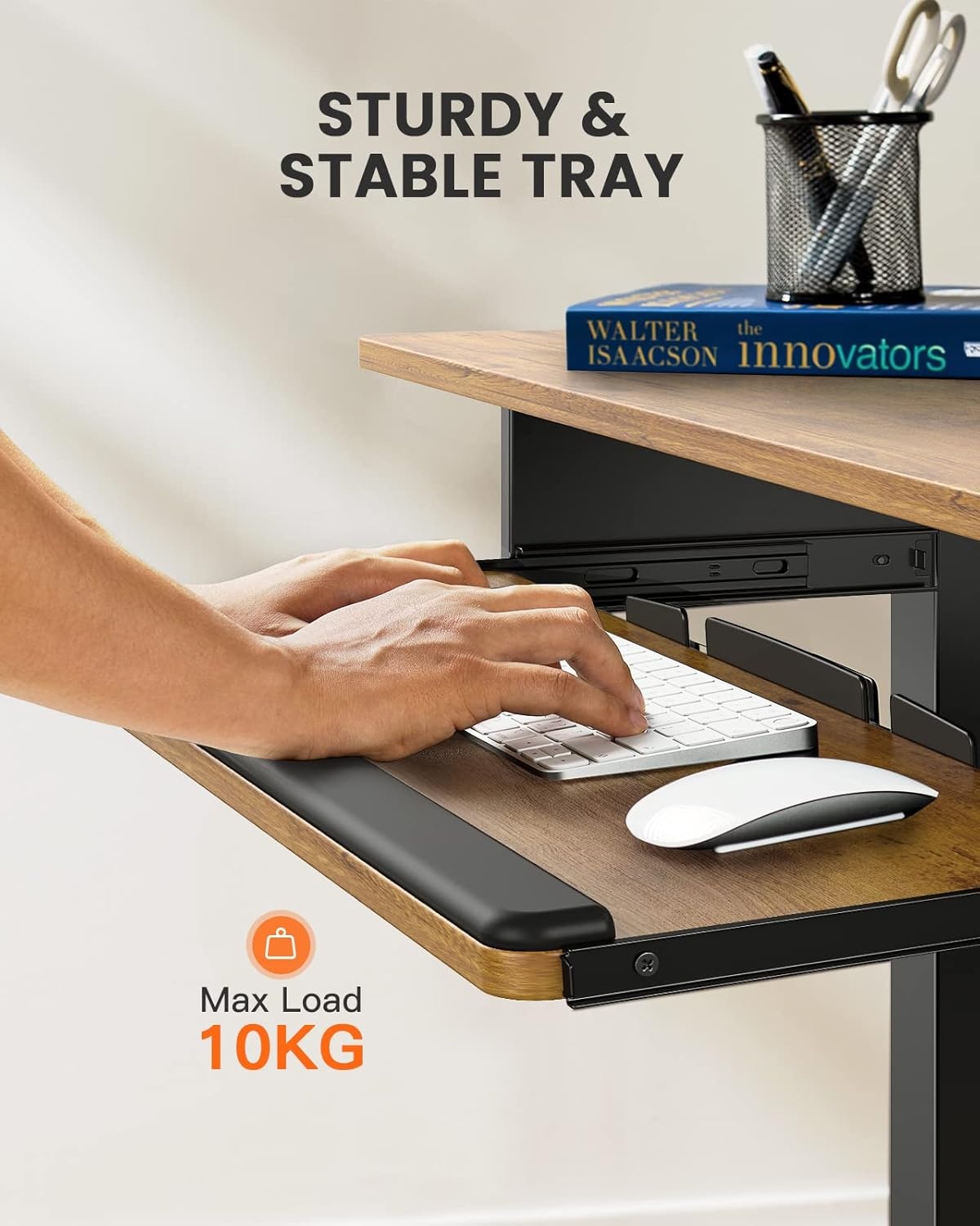 image:imageErGear Electric Standing Desk with Full Size Keyboard Tray Adjustable Height Sit Stand Up Desk Home Office Desk Computer Workstation 48x24 Inches BlackVintage Brown