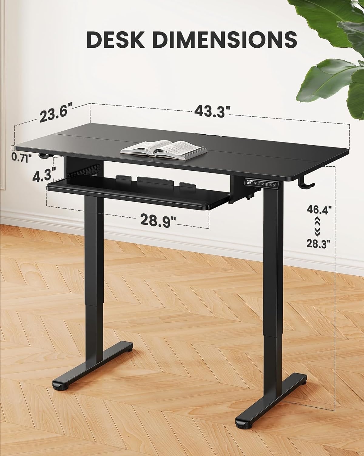 image:imageErGear Electric Standing Desk with Full Size Keyboard Tray Adjustable Height Sit Stand Up Desk Home Office Desk Computer Workstation 48x24 Inches BlackBlack