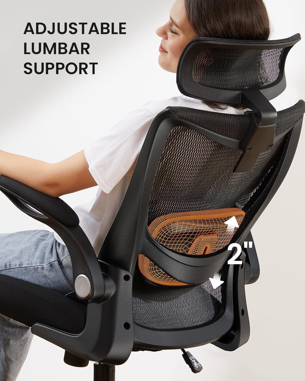image:imageErGear Ergonomic Office Chair High Back Desk Chair with Adjustable Lumbar Support and Headrest Mesh Office Chair Swivel Computer Chair for Home Office Gaming Black