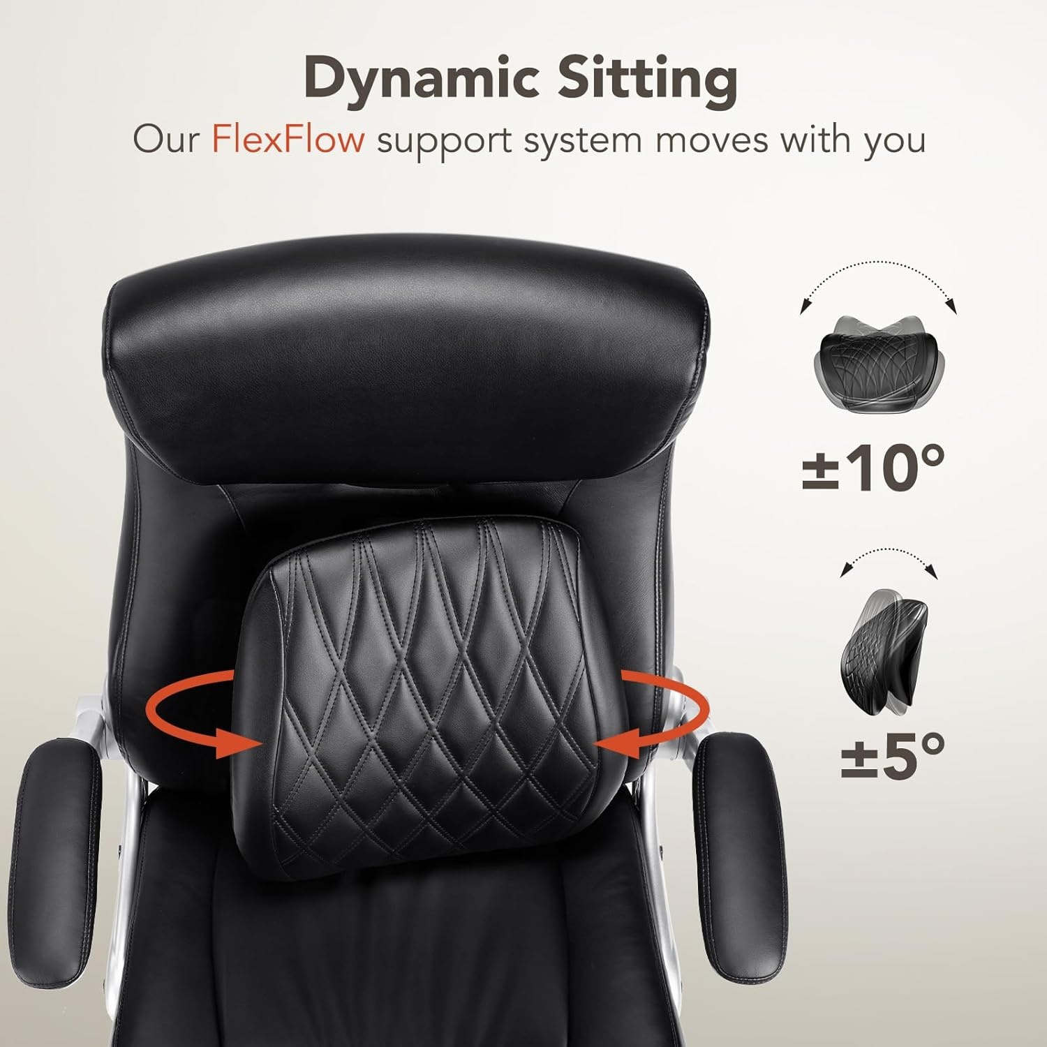 image:imageErGear Executive Office Chair Ergonomic Office Chair with Adjustable Lumbar Support PU Leather High Back Home Office Desk Chair Tilt amp Flip Up Arms 276D x 225W x 43H