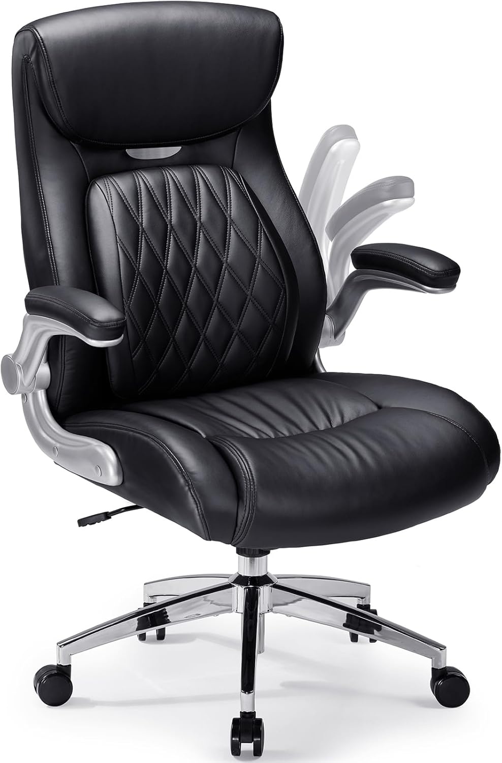 image:imageErGear Executive Office Chair Ergonomic Office Chair with Adjustable Lumbar Support PU Leather High Back Home Office Desk Chair Tilt amp Flip Up Arms 276D x 225W x 43H