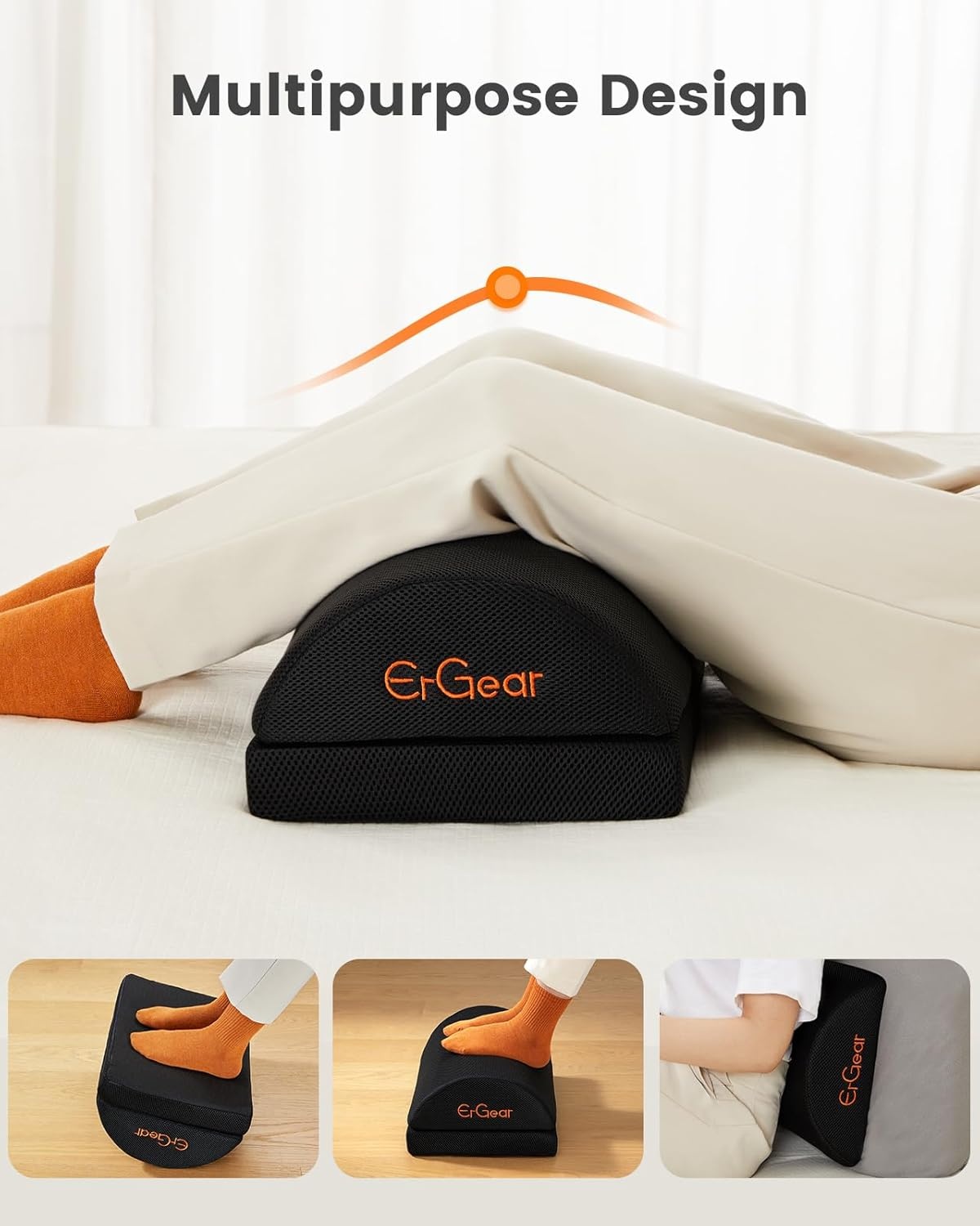 image:imageErGear Foot Rest for Under Desk at Work with 2 Height Options Under Desk Footrest with Ergonomic Memory Foam Desk Foot Stool with Washable Cover for Leg Lumbar amp Back Pain Reliefat Home Office