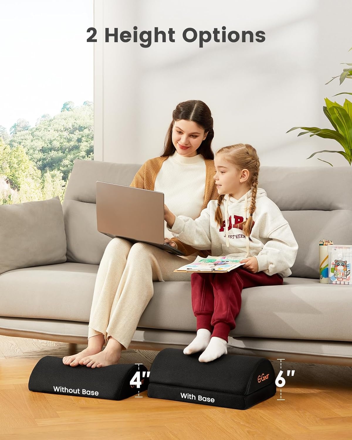 image:imageErGear Foot Rest for Under Desk at Work with 2 Height Options Under Desk Footrest with Ergonomic Memory Foam Desk Foot Stool with Washable Cover for Leg Lumbar amp Back Pain Reliefat Home Office