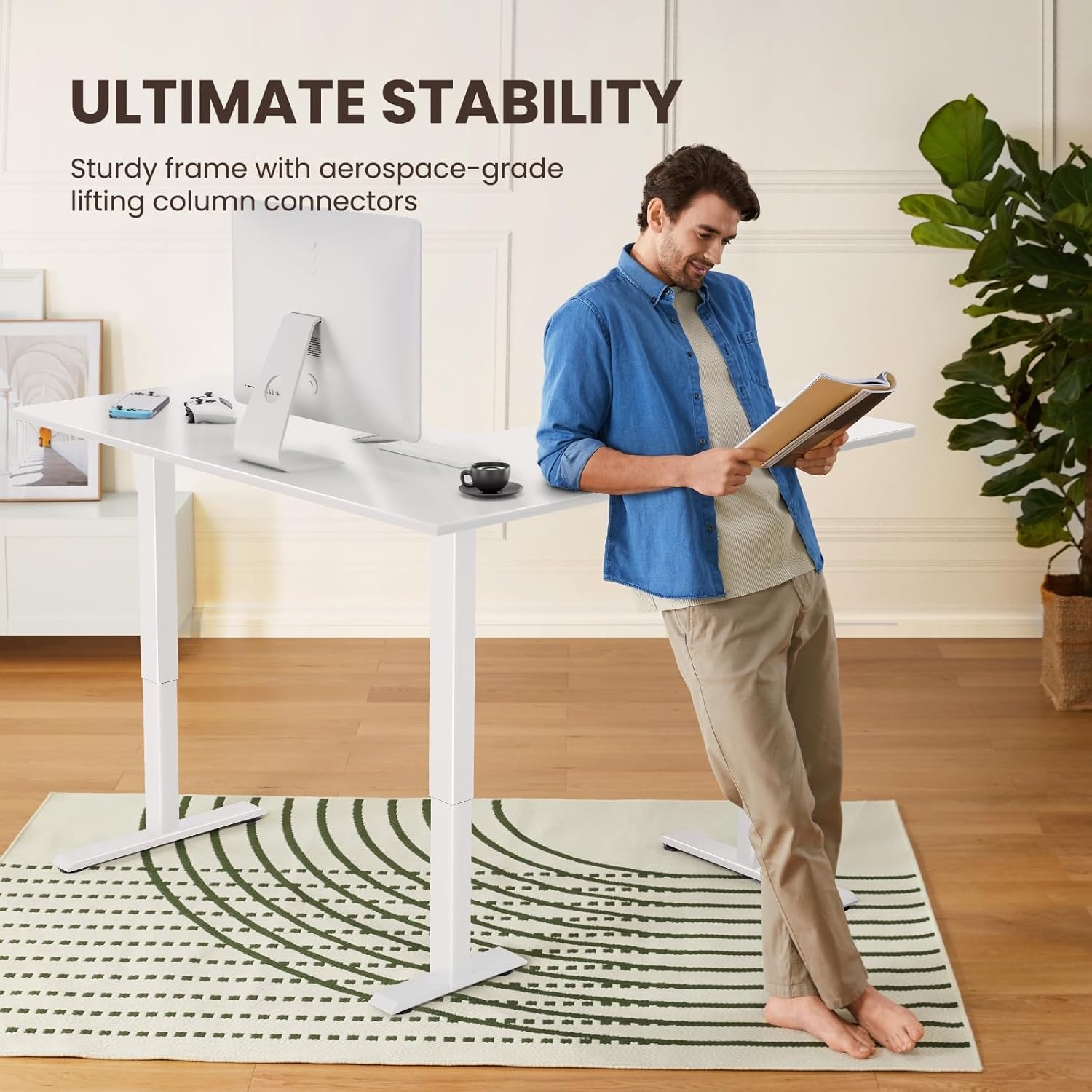 image:imageErGear L Shaped Standing Desk 63x55 Electric Adjustable Height Sit Stand up Desk Ergonomic Large Computer Table Left amp Right Interchangeable Installation Suitable for Home Office BlackWhite