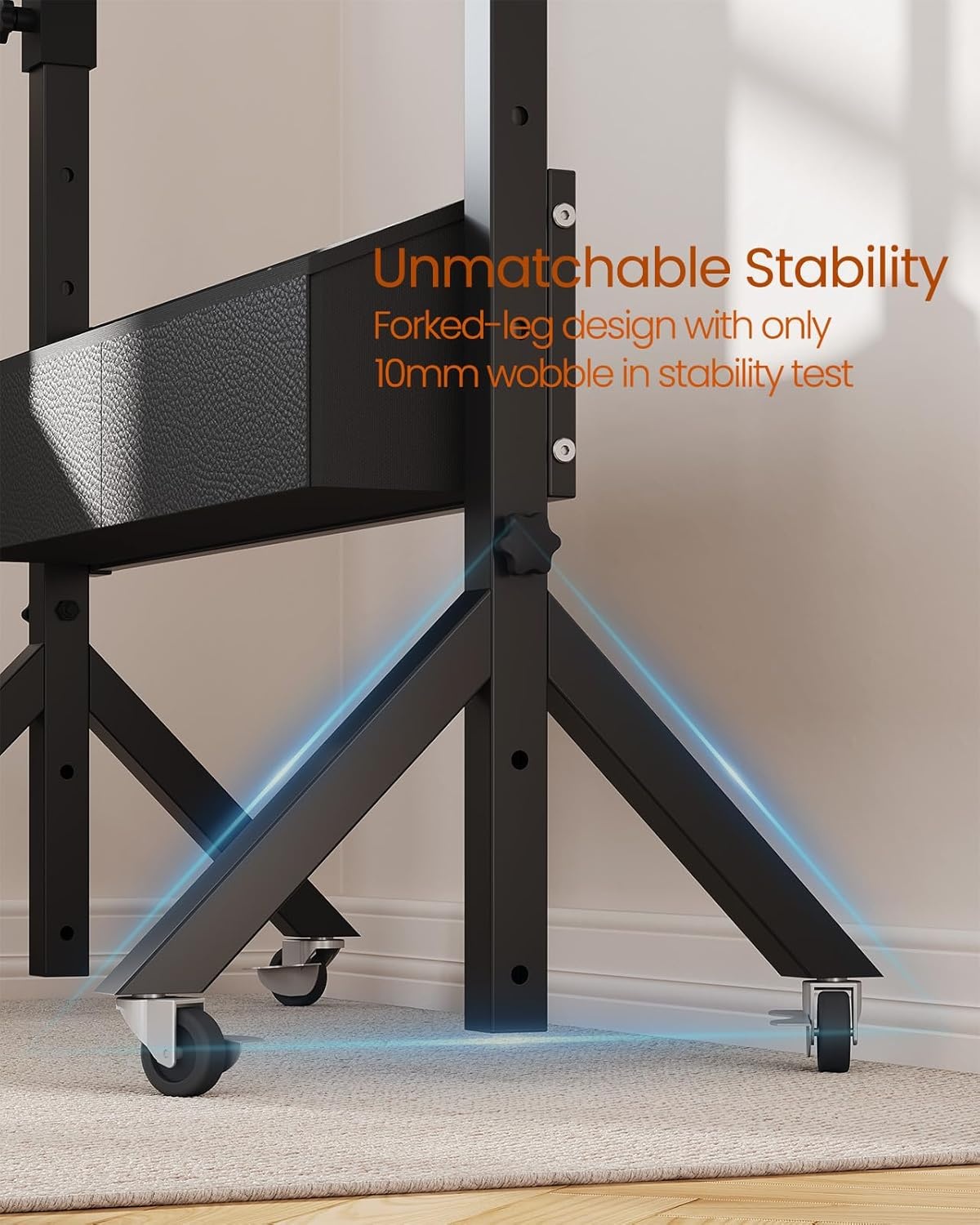 image:imageErGear Mobile Standing Desk with Wheels Adjustable Height 283 to 461 Rolling Laptop Cart with Cup Holder Storage Basket Computer amp Pen Slot Home Office Stand Up Desk White 315 x 1575Black