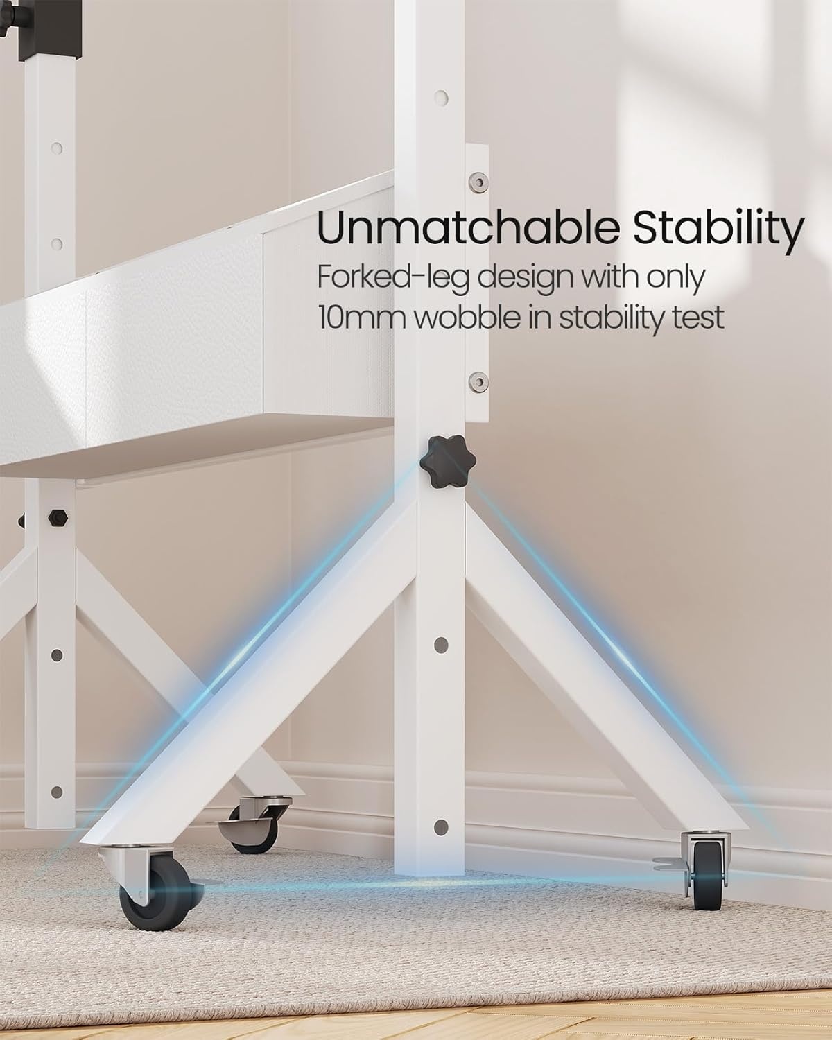 image:imageErGear Mobile Standing Desk with Wheels Adjustable Height 283 to 461 Rolling Laptop Cart with Cup Holder Storage Basket Computer amp Pen Slot Home Office Stand Up Desk White 315 x 1575White