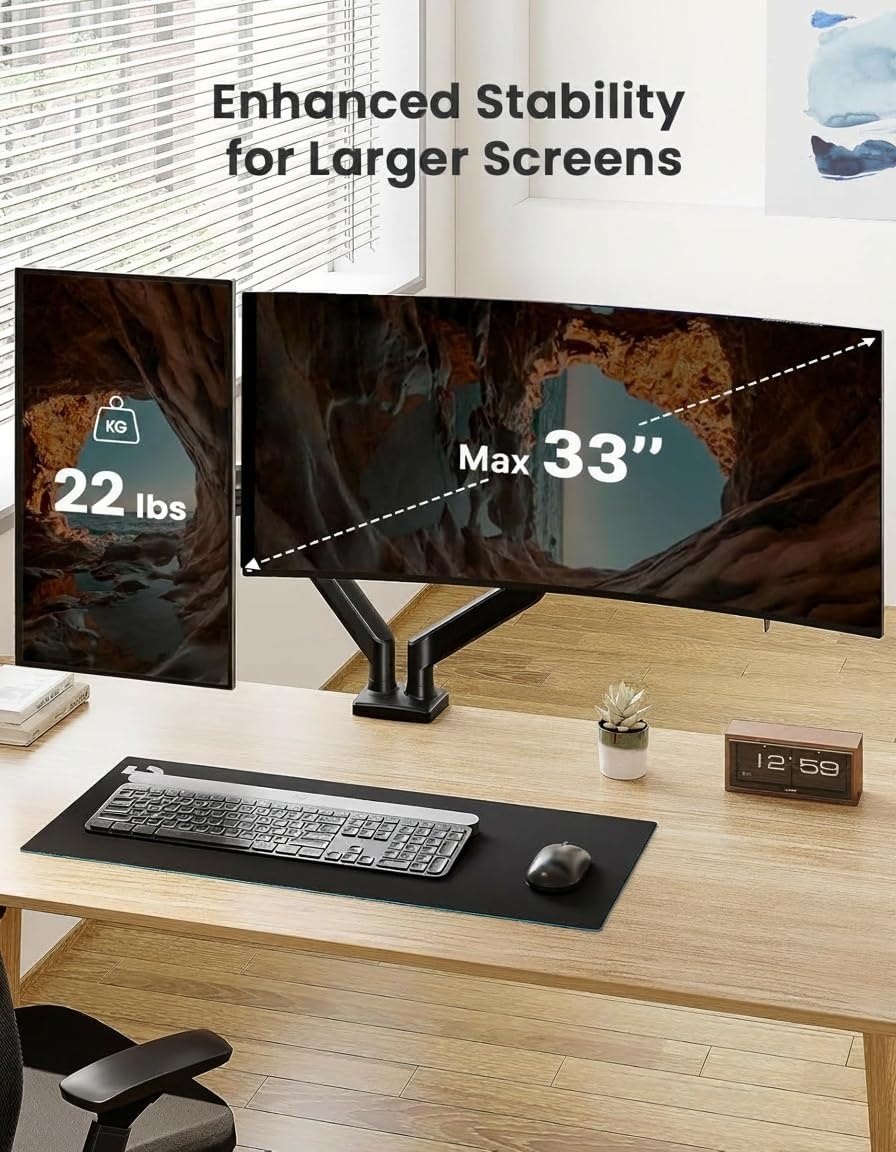 image:imageErGear Single Monitor Arm Fully Adjustable Monitor Mount for 1334 Inch Screens Fast Install Computer Monitor Stand with ToolFree VESA Mount Cable Management Holds 198 lbs Max VESA 100x100mmDual Arms
