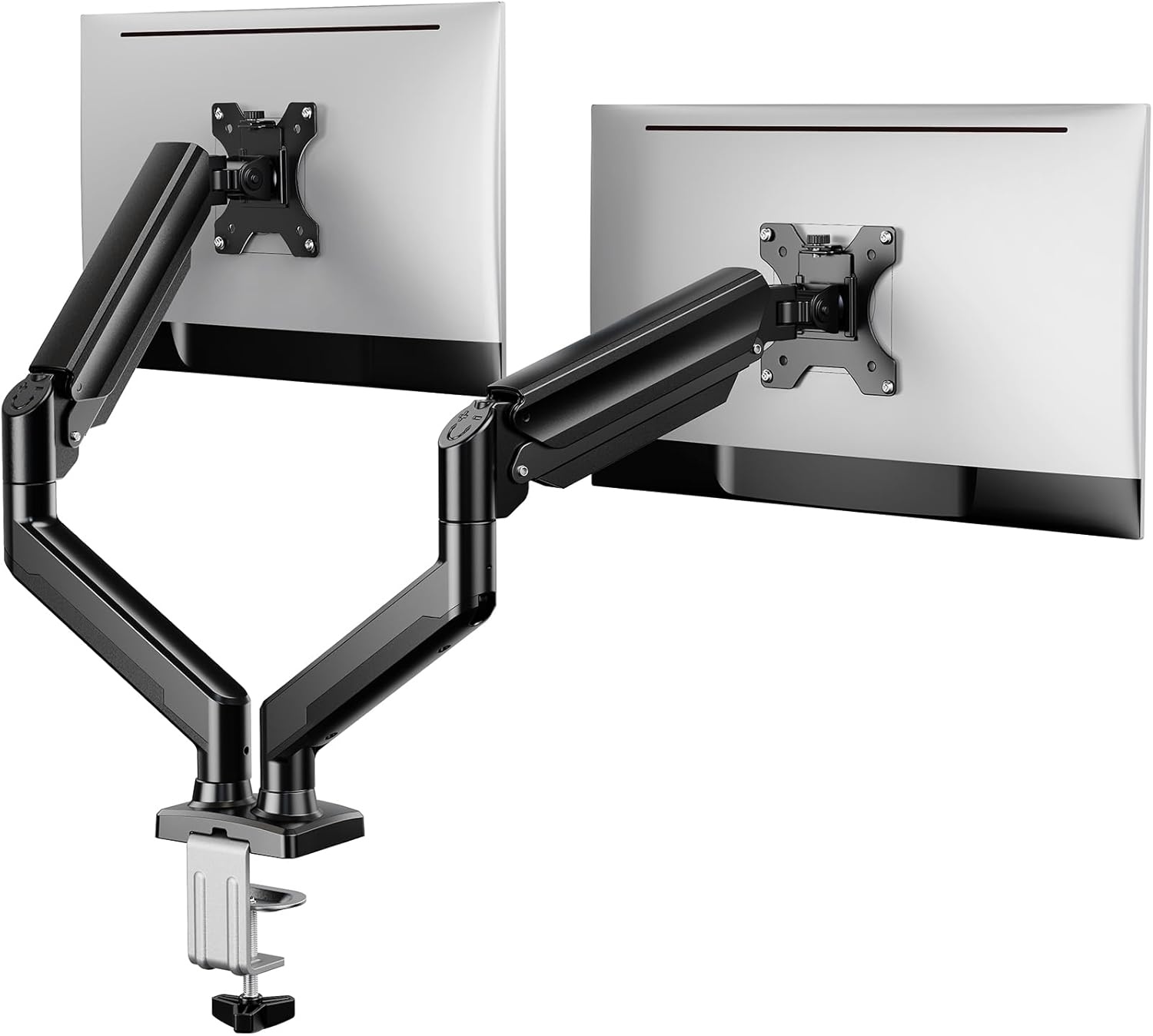 image:imageErGear Single Monitor Arm Fully Adjustable Monitor Mount for 1334 Inch Screens Fast Install Computer Monitor Stand with ToolFree VESA Mount Cable Management Holds 198 lbs Max VESA 100x100mmDual Arms