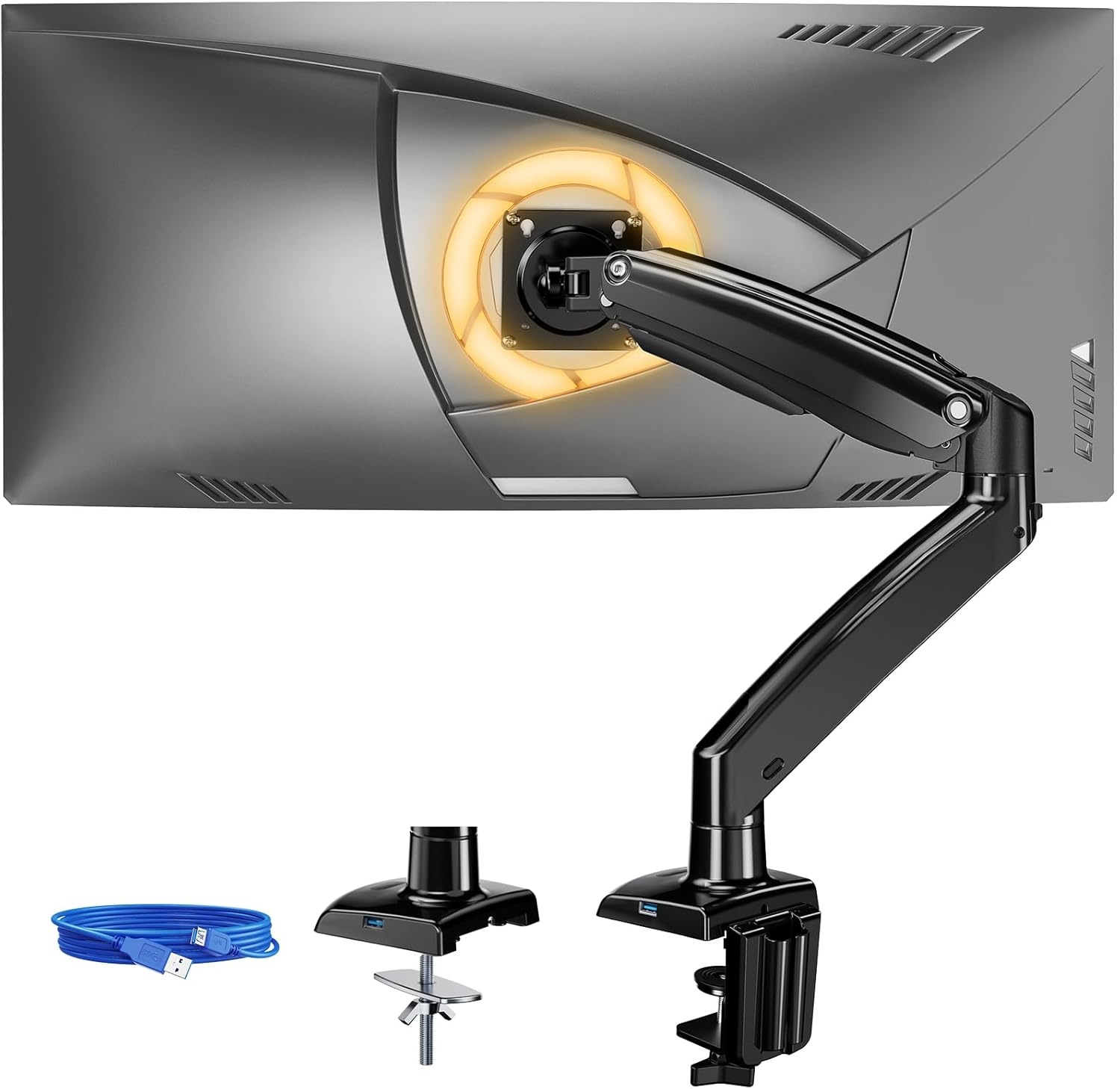 image:imageErGear Single Monitor Arm Fully Adjustable Monitor Mount for 1334 Inch Screens Fast Install Computer Monitor Stand with ToolFree VESA Mount Cable Management Holds 198 lbs Max VESA 100x100mmSingle Arm