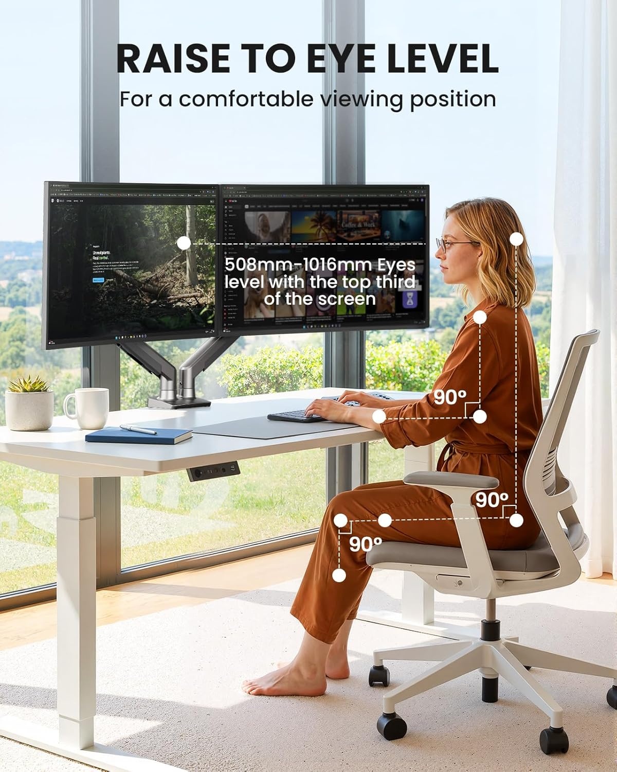 image:imageErGear Single Monitor Arm Fully Adjustable Monitor Mount for 1334 Inch Screens Fast Install Computer Monitor Stand with ToolFree VESA Mount Cable Management Holds 198 lbs Max VESA 100x100mmDual Arms