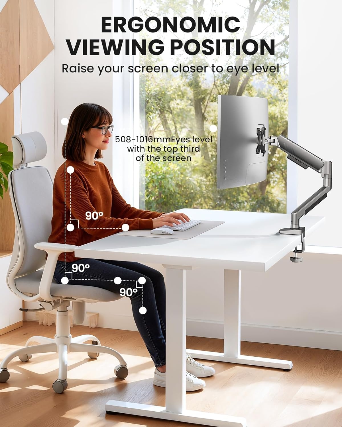 image:imageErGear Single Monitor Arm Fully Adjustable Monitor Mount for 1334 Inch Screens Fast Install Computer Monitor Stand with ToolFree VESA Mount Cable Management Holds 198 lbs Max VESA 100x100mmSingle Arm