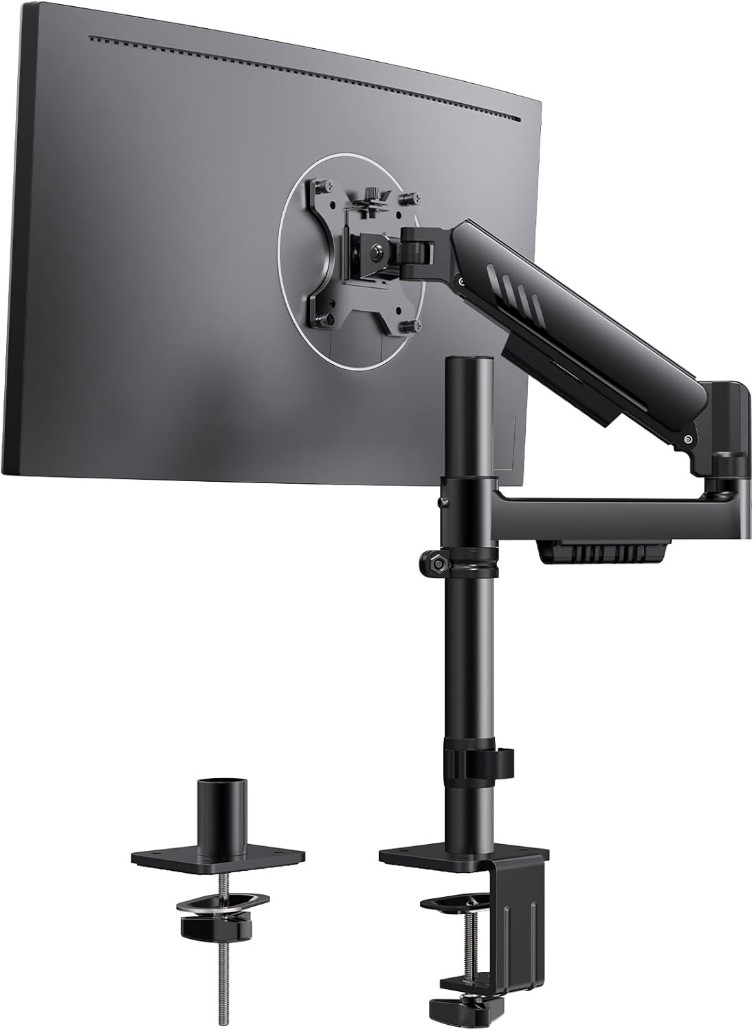 image:imageErGear Single Monitor Arm Fully Adjustable Monitor Mount for 1334 Inch Screens Fast Install Computer Monitor Stand with ToolFree VESA Mount Cable Management Holds 198 lbs Max VESA 100x100mmSingle Arm