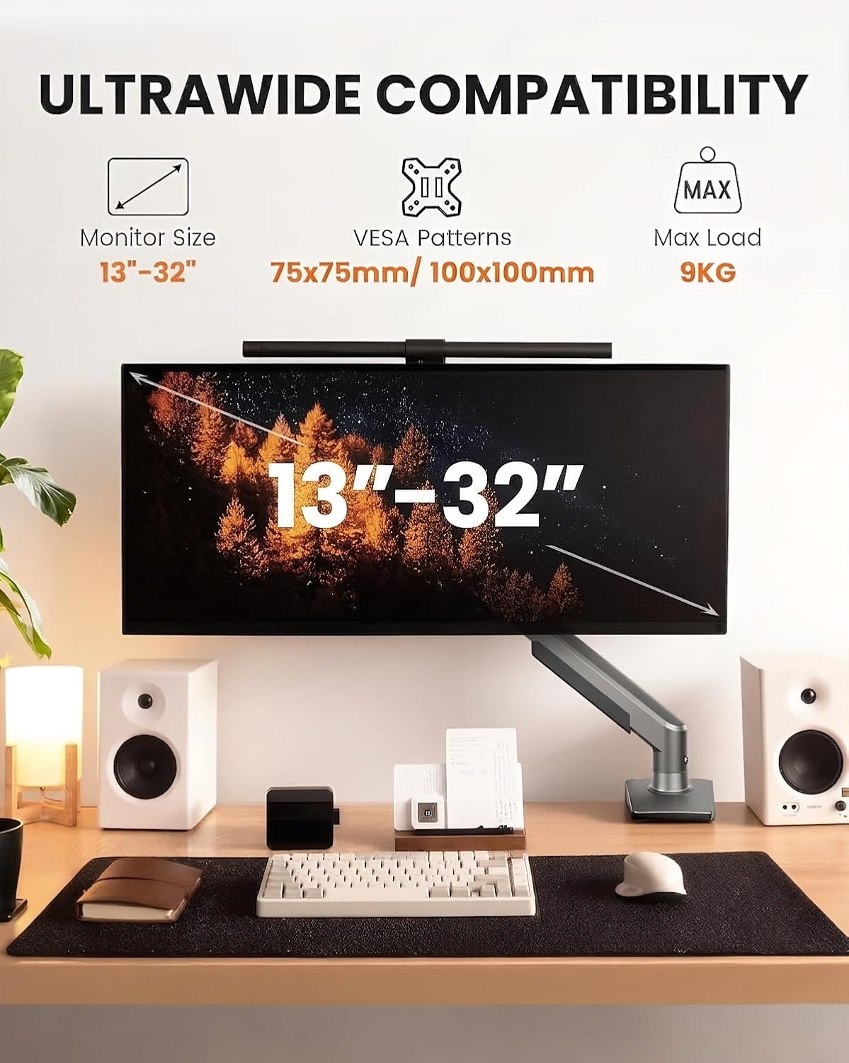 image:imageErGear Single Monitor Arm Fully Adjustable Monitor Mount for 1334 Inch Screens Fast Install Computer Monitor Stand with ToolFree VESA Mount Cable Management Holds 198 lbs Max VESA 100x100mmSingle Arm