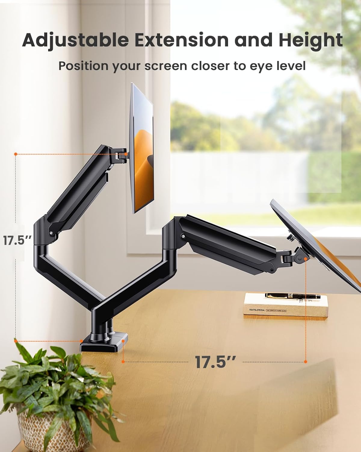 image:imageErGear Single Monitor Arm Fully Adjustable Monitor Mount for 1334 Inch Screens Fast Install Computer Monitor Stand with ToolFree VESA Mount Cable Management Holds 198 lbs Max VESA 100x100mmDual Arms