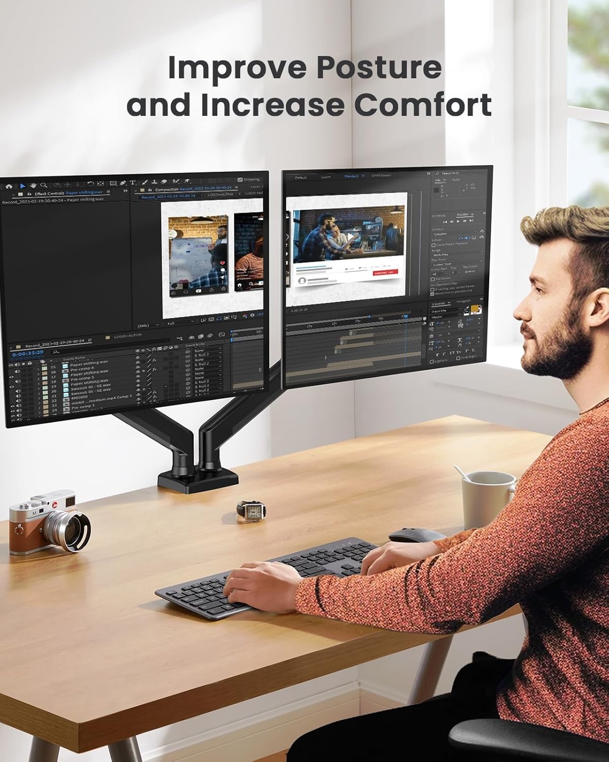 image:imageErGear Single Monitor Arm Fully Adjustable Monitor Mount for 1334 Inch Screens Fast Install Computer Monitor Stand with ToolFree VESA Mount Cable Management Holds 198 lbs Max VESA 100x100mmDual Arms