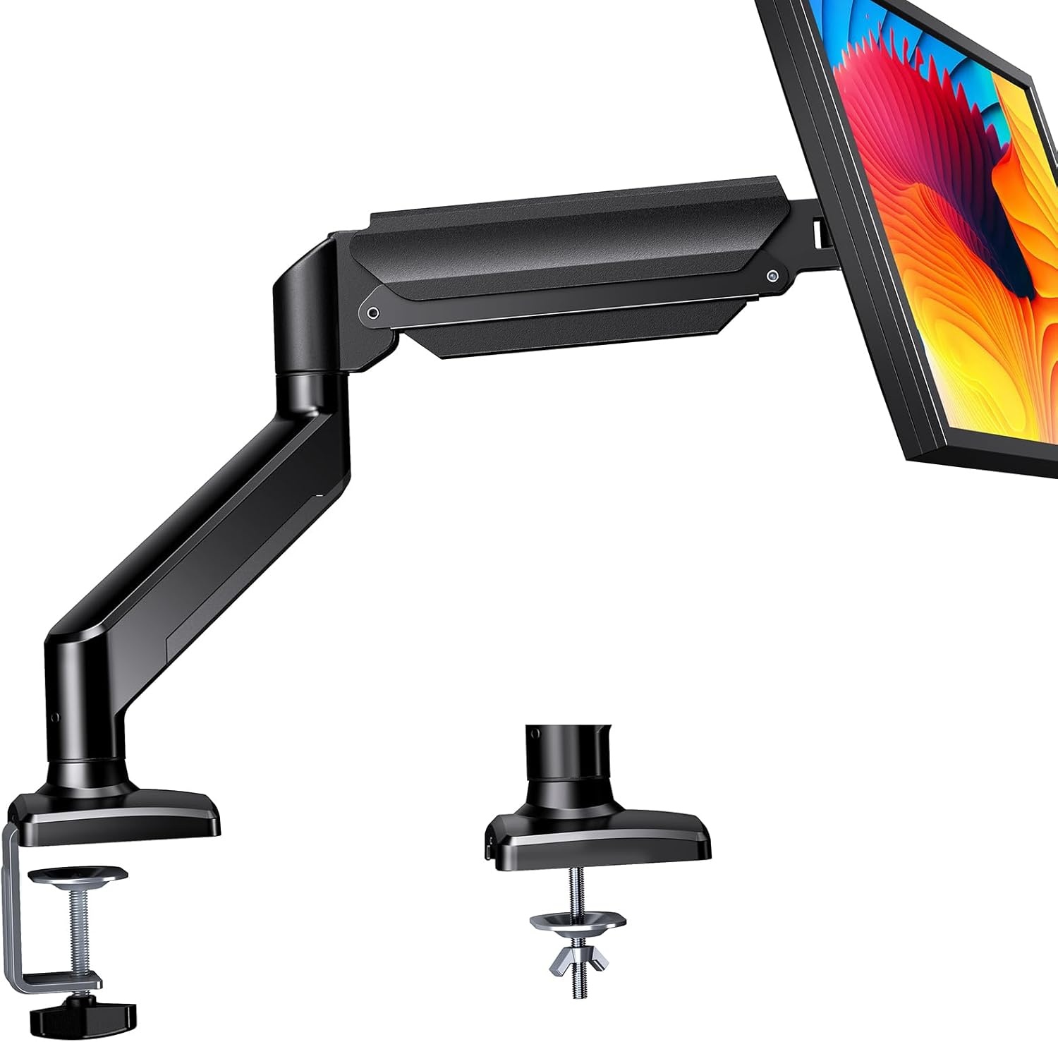 image:imageErGear Single Monitor Arm Fully Adjustable Monitor Mount for 1334 Inch Screens Fast Install Computer Monitor Stand with ToolFree VESA Mount Cable Management Holds 198 lbs Max VESA 100x100mmSingle Arm