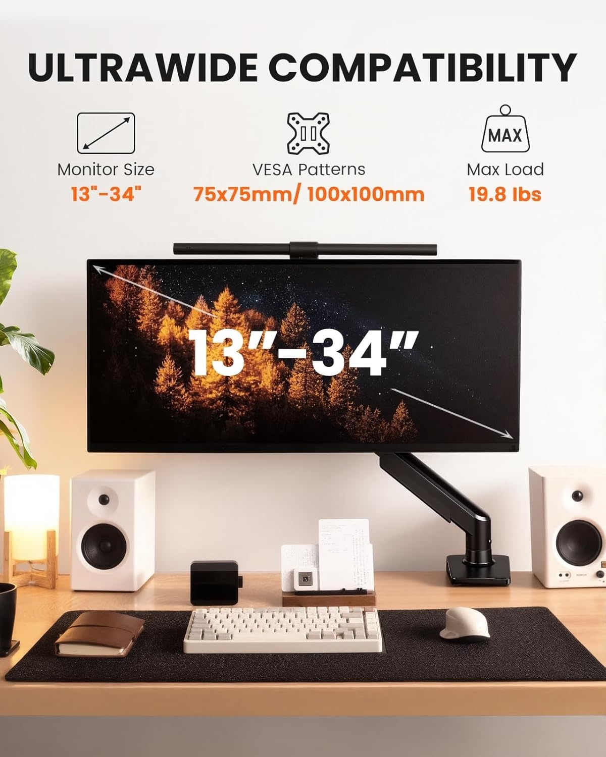 image:imageErGear Single Monitor Arm Fully Adjustable Monitor Mount for 1334 Inch Screens Fast Install Computer Monitor Stand with ToolFree VESA Mount Cable Management Holds 198 lbs Max VESA 100x100mmSingle Arm
