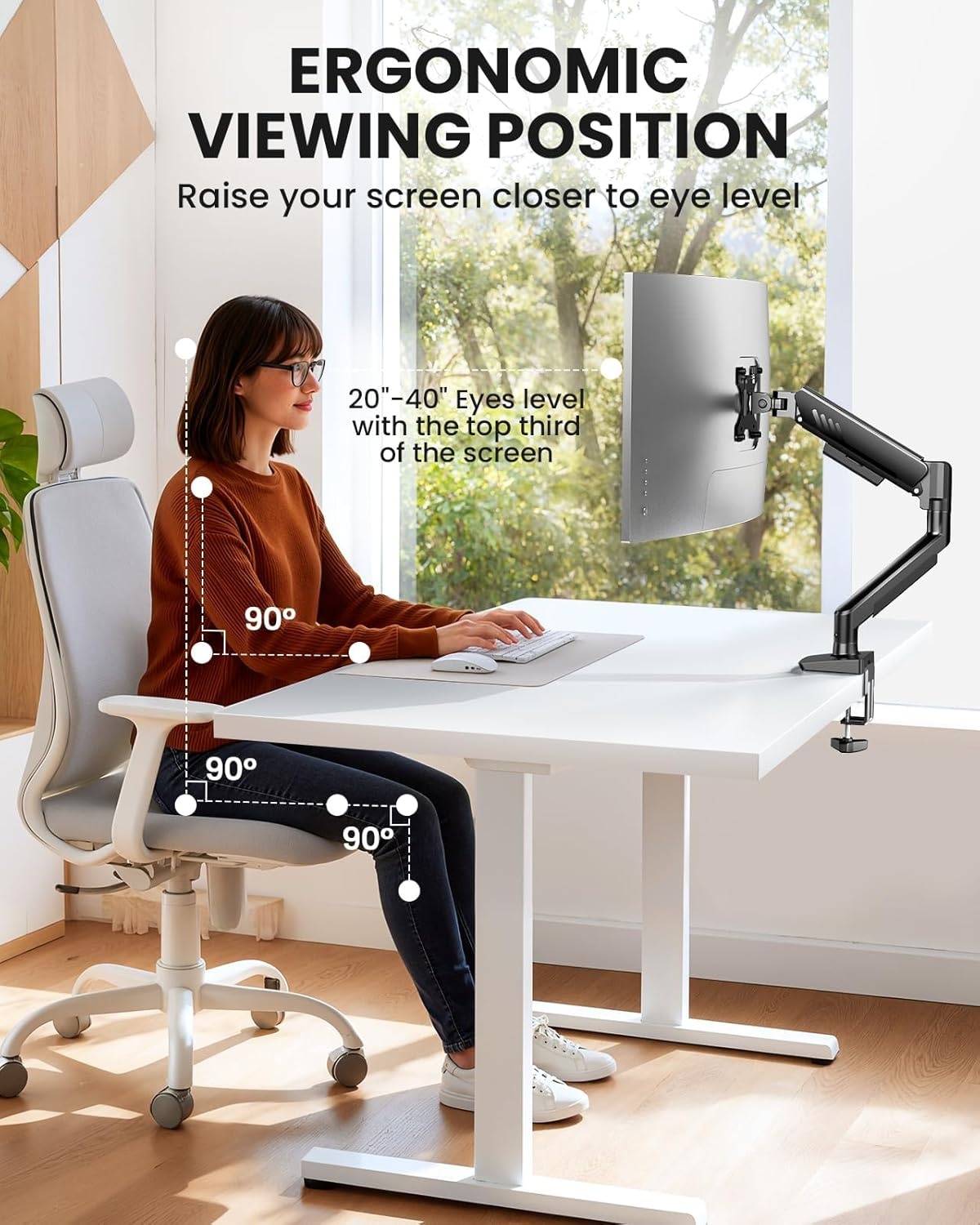 image:imageErGear Single Monitor Arm Fully Adjustable Monitor Mount for 1334 Inch Screens Fast Install Computer Monitor Stand with ToolFree VESA Mount Cable Management Holds 198 lbs Max VESA 100x100mmSingle Arm