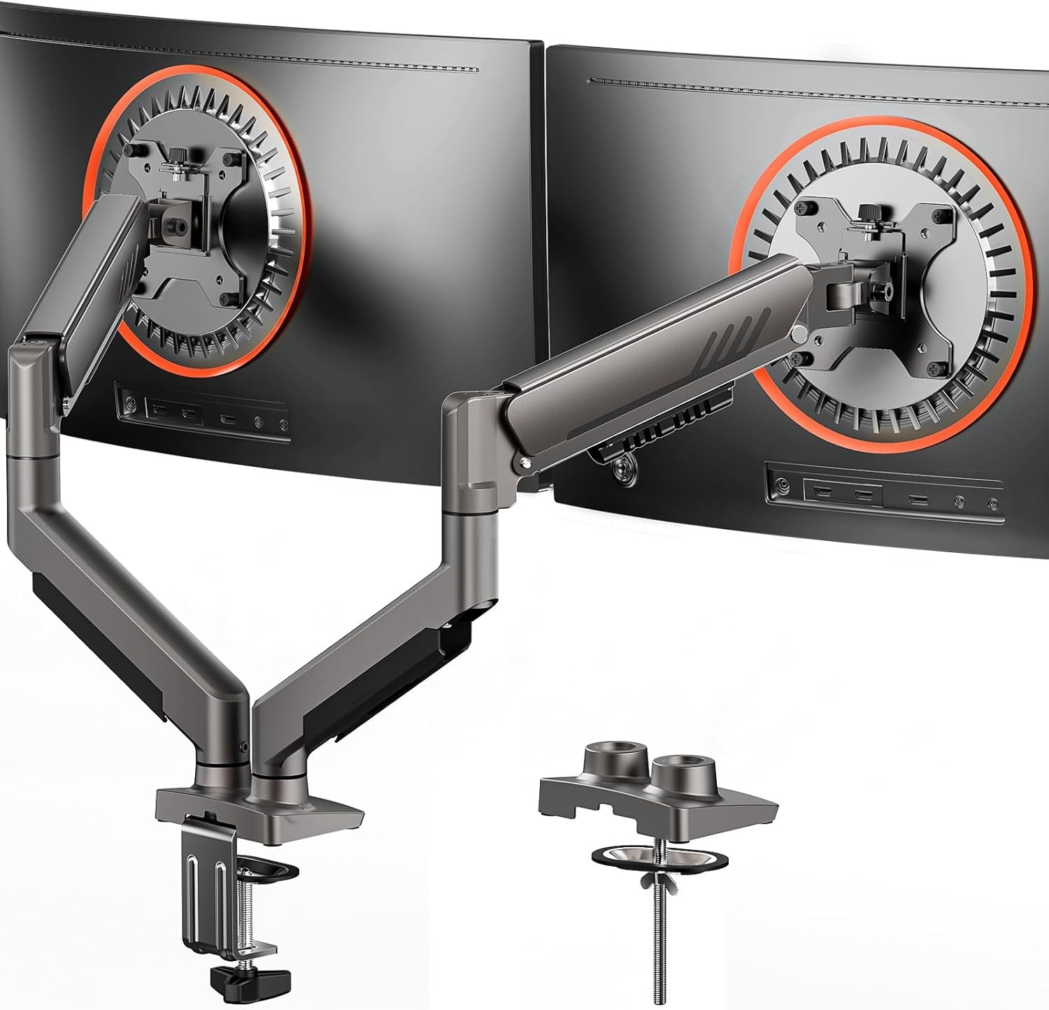 image:imageErGear Single Monitor Arm Fully Adjustable Monitor Mount for 1334 Inch Screens Fast Install Computer Monitor Stand with ToolFree VESA Mount Cable Management Holds 198 lbs Max VESA 100x100mmDual Arms